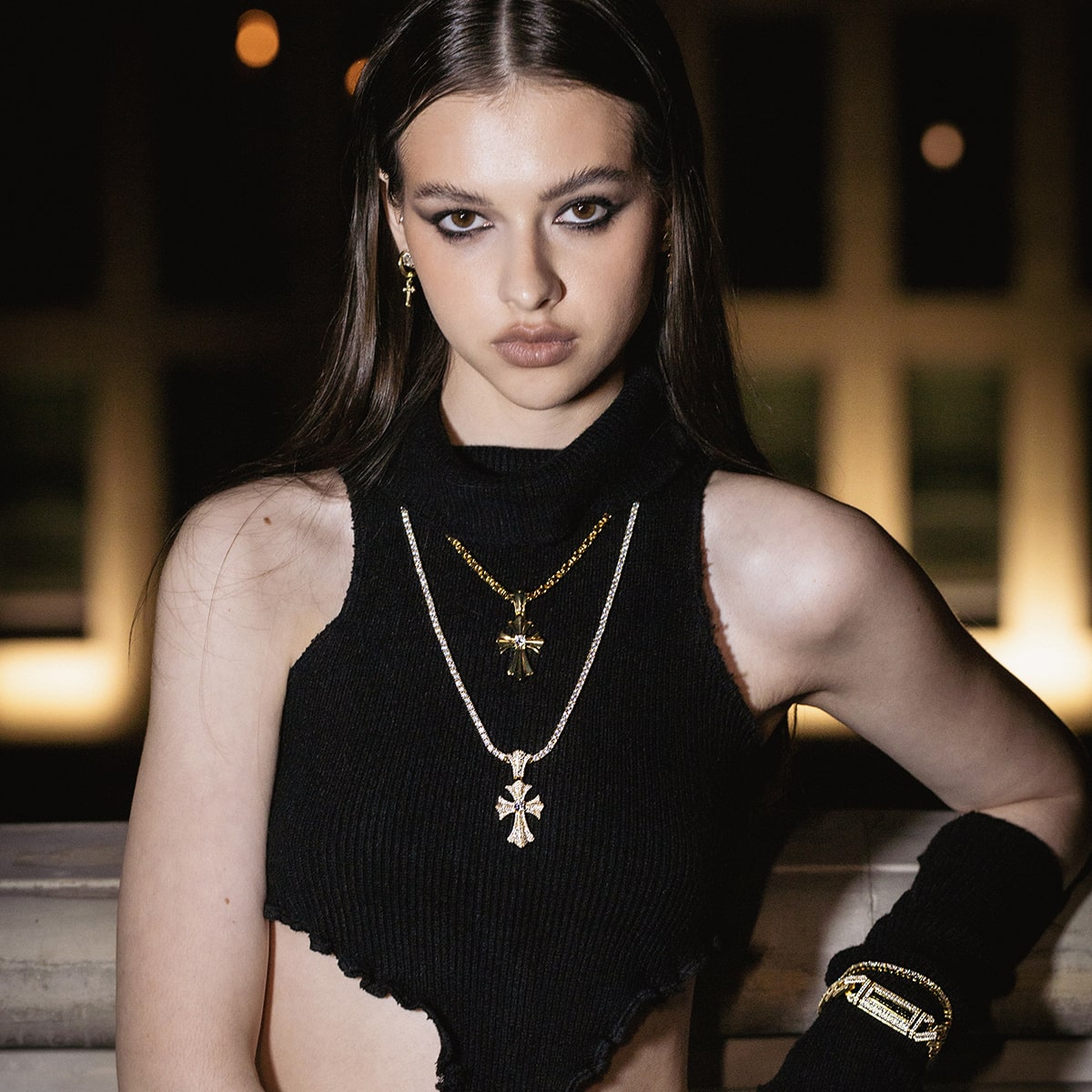 Diamant Reborn Kreuz Anhänger Gold