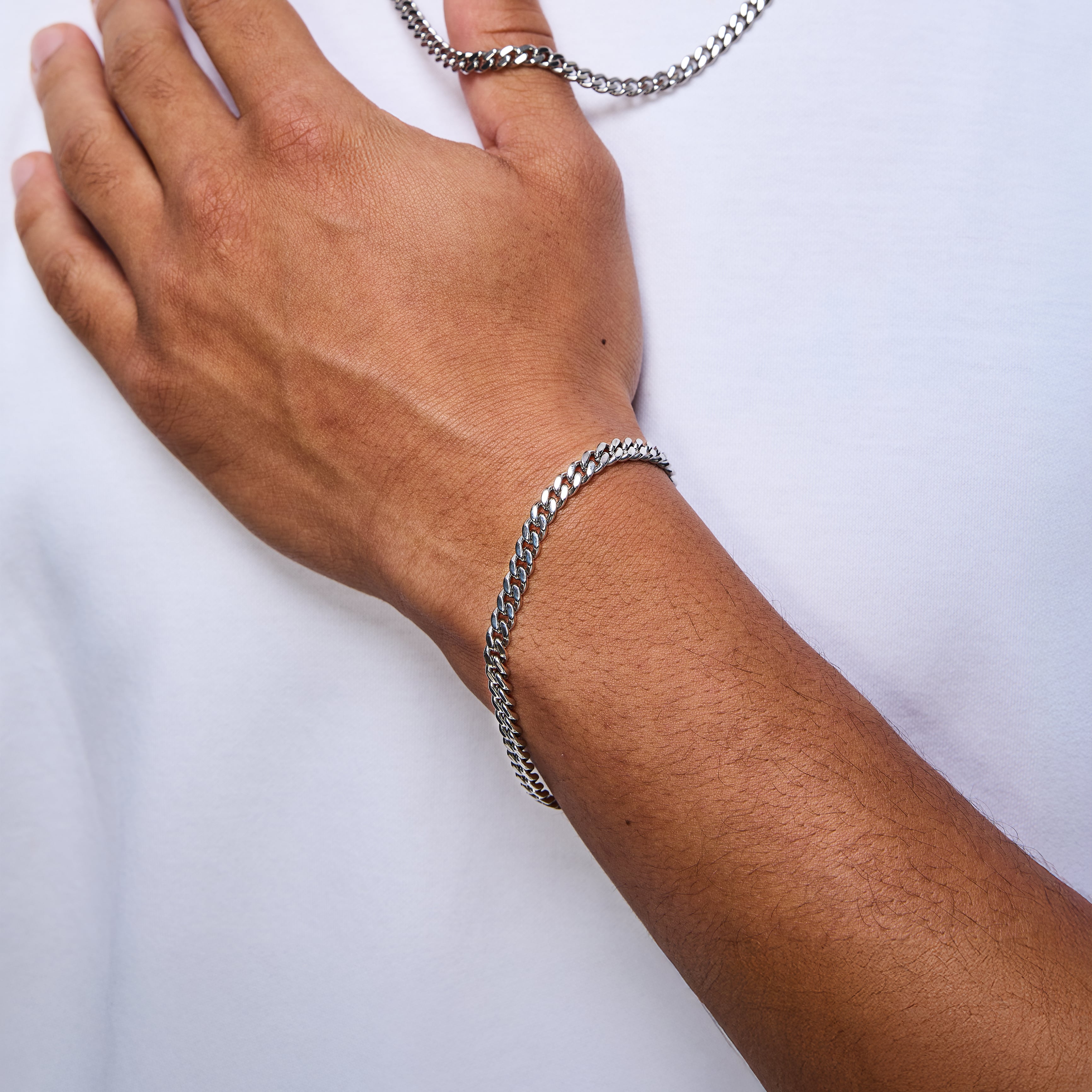 Panzerarmband Cuban Link 5mm Weißgold