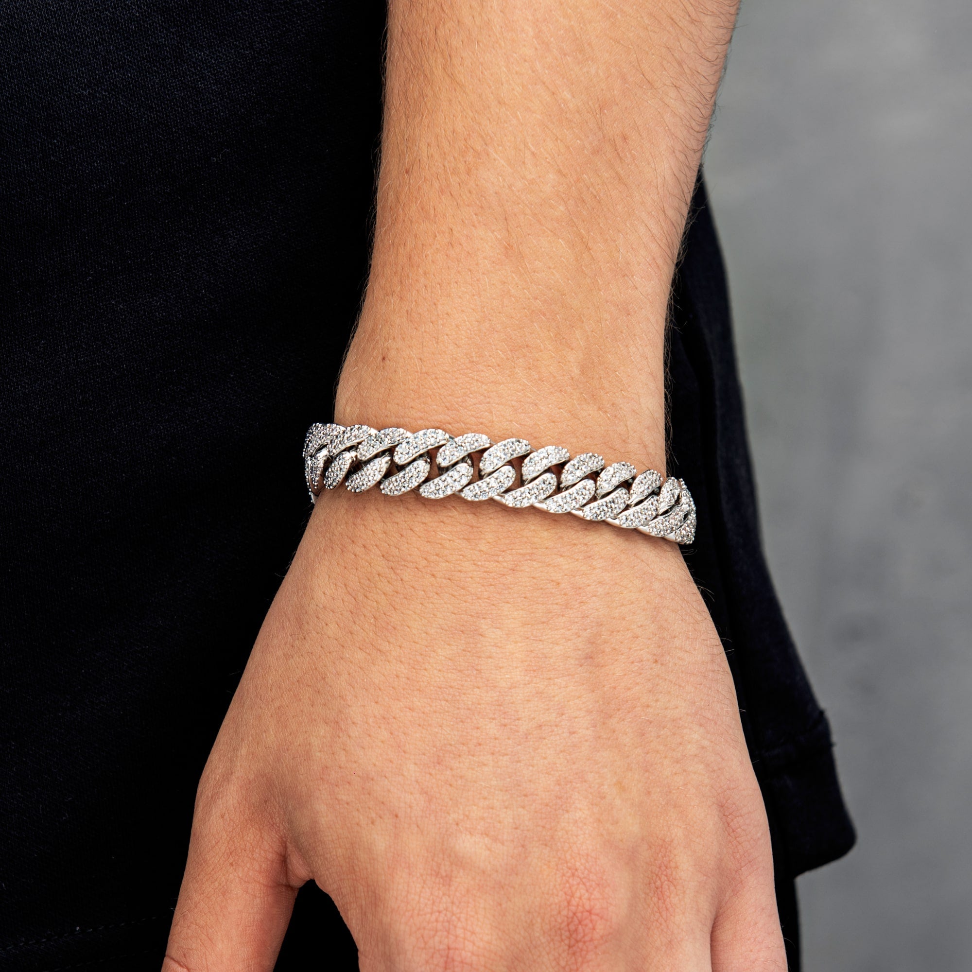 Premium Diamant Cuban Link Armband 12mm Weißgold