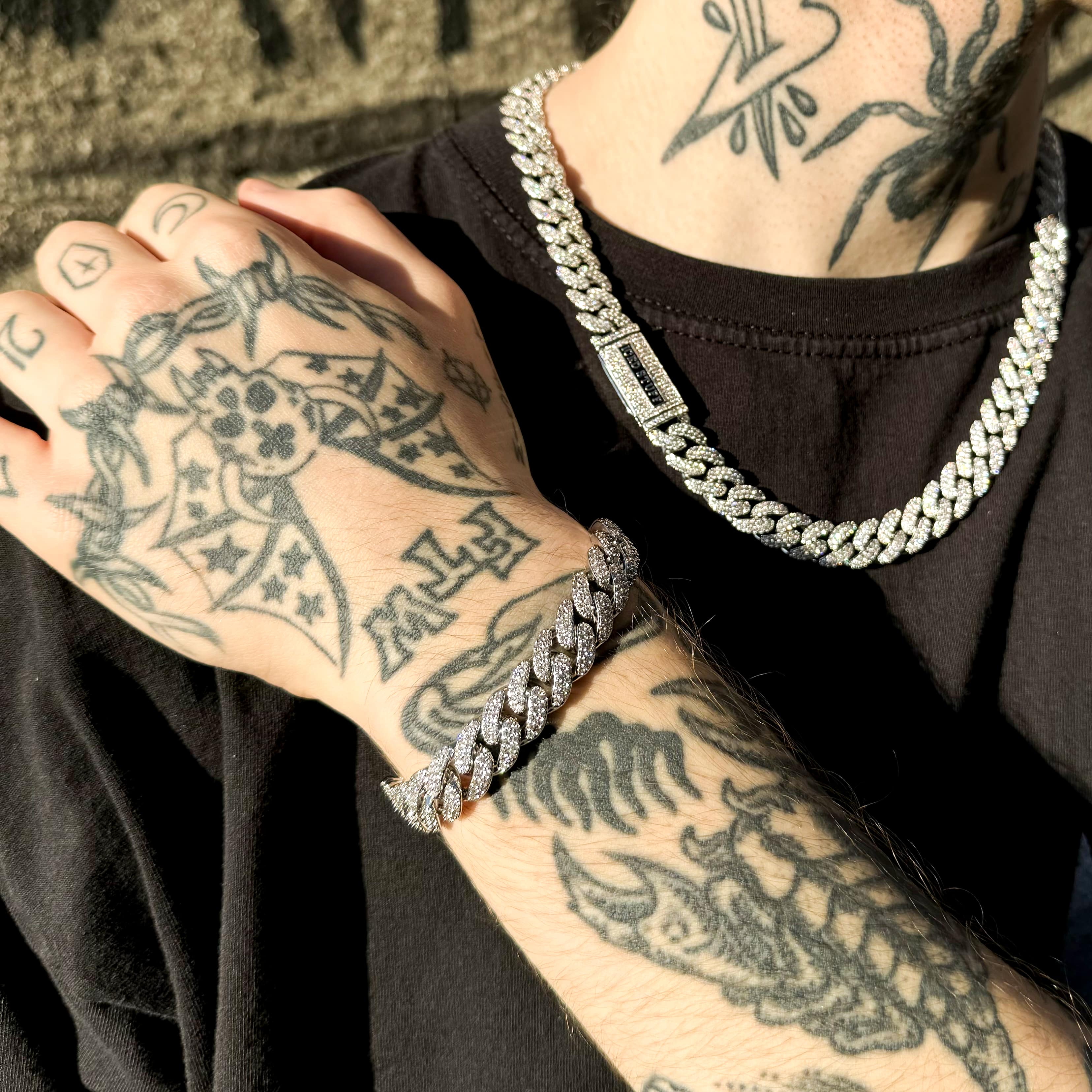 Premium Diamant Cuban Link Armband 12mm Weißgold