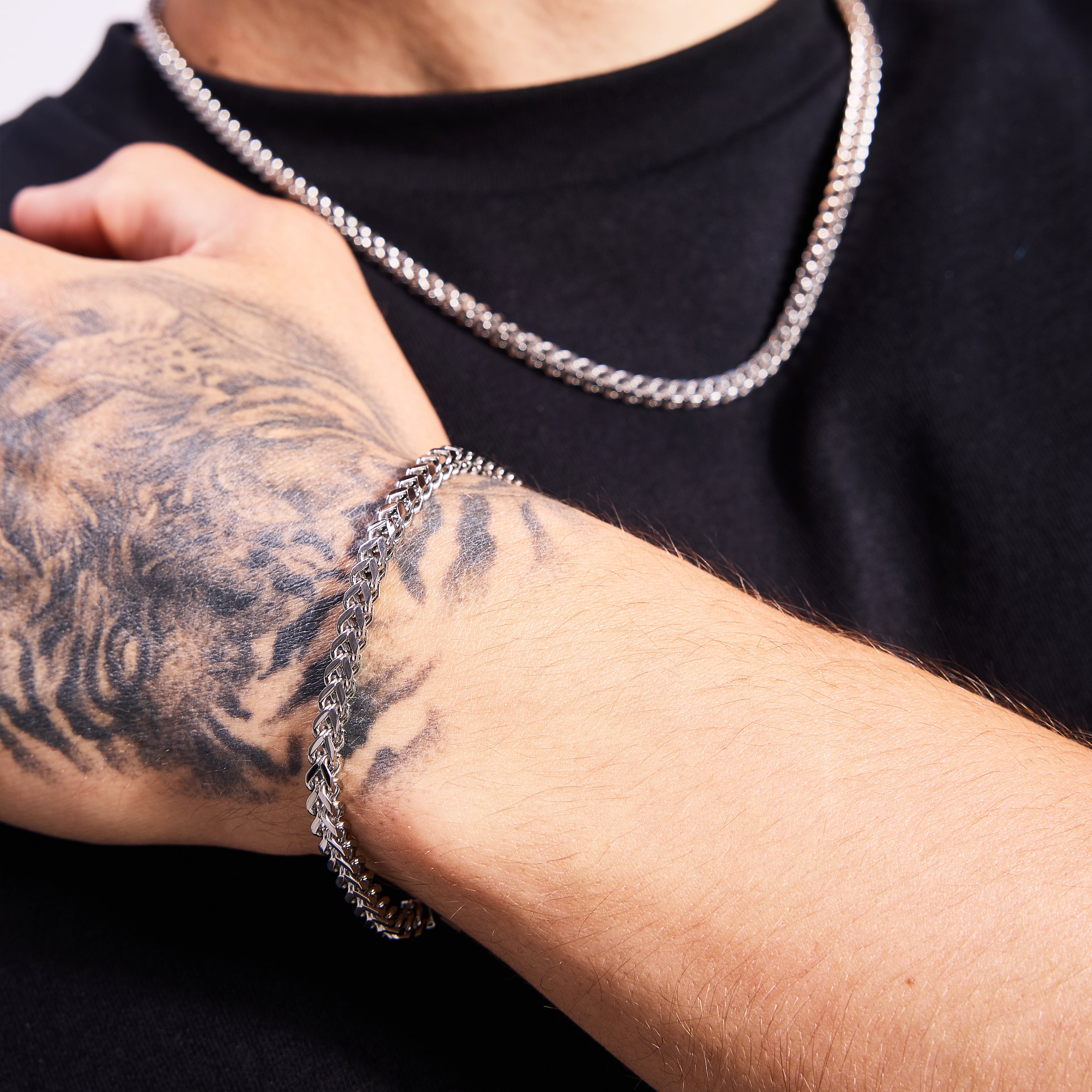 Bransoletka Franco 4mm Białe Złoto