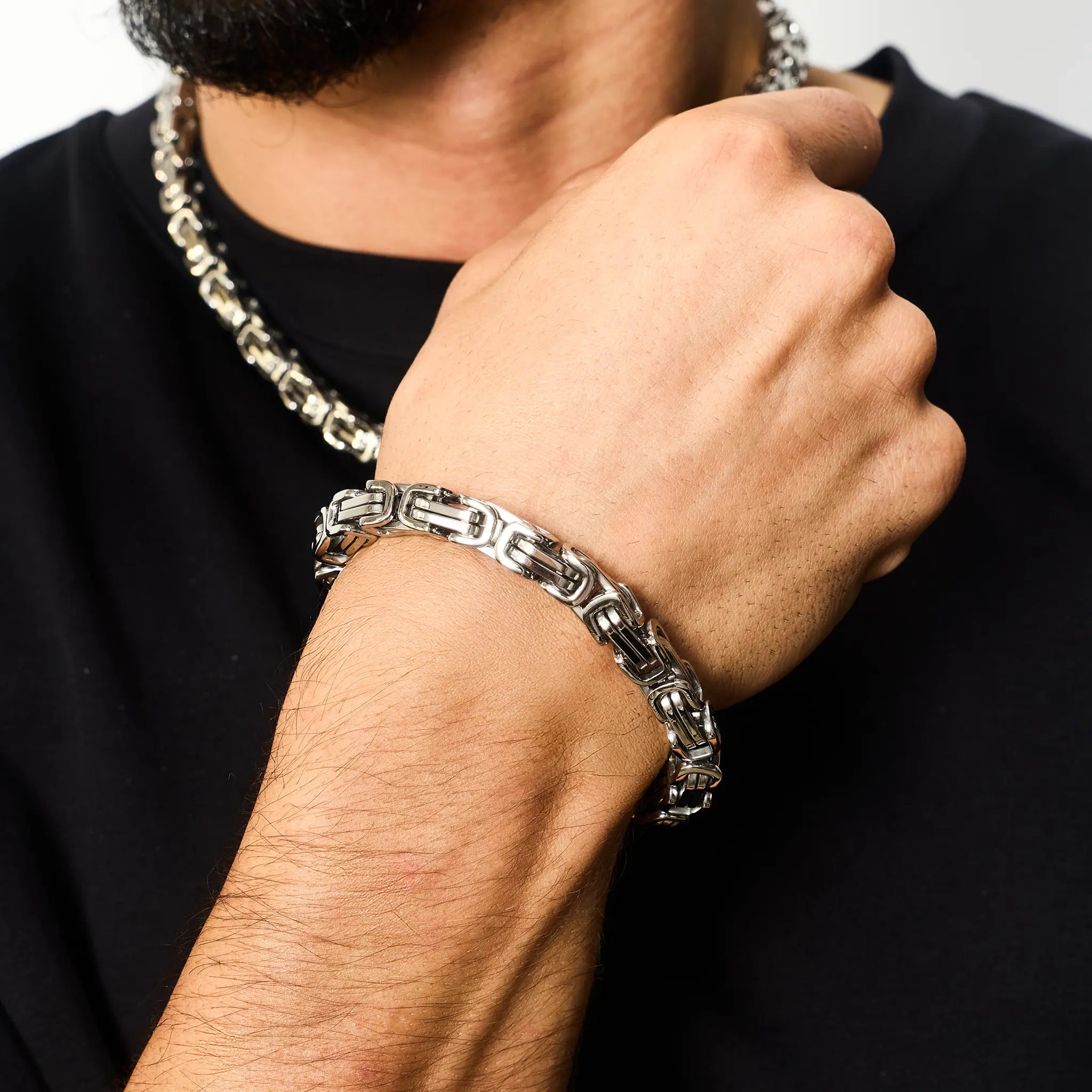 Bransoletka Królewska 8mm Białe Złoto