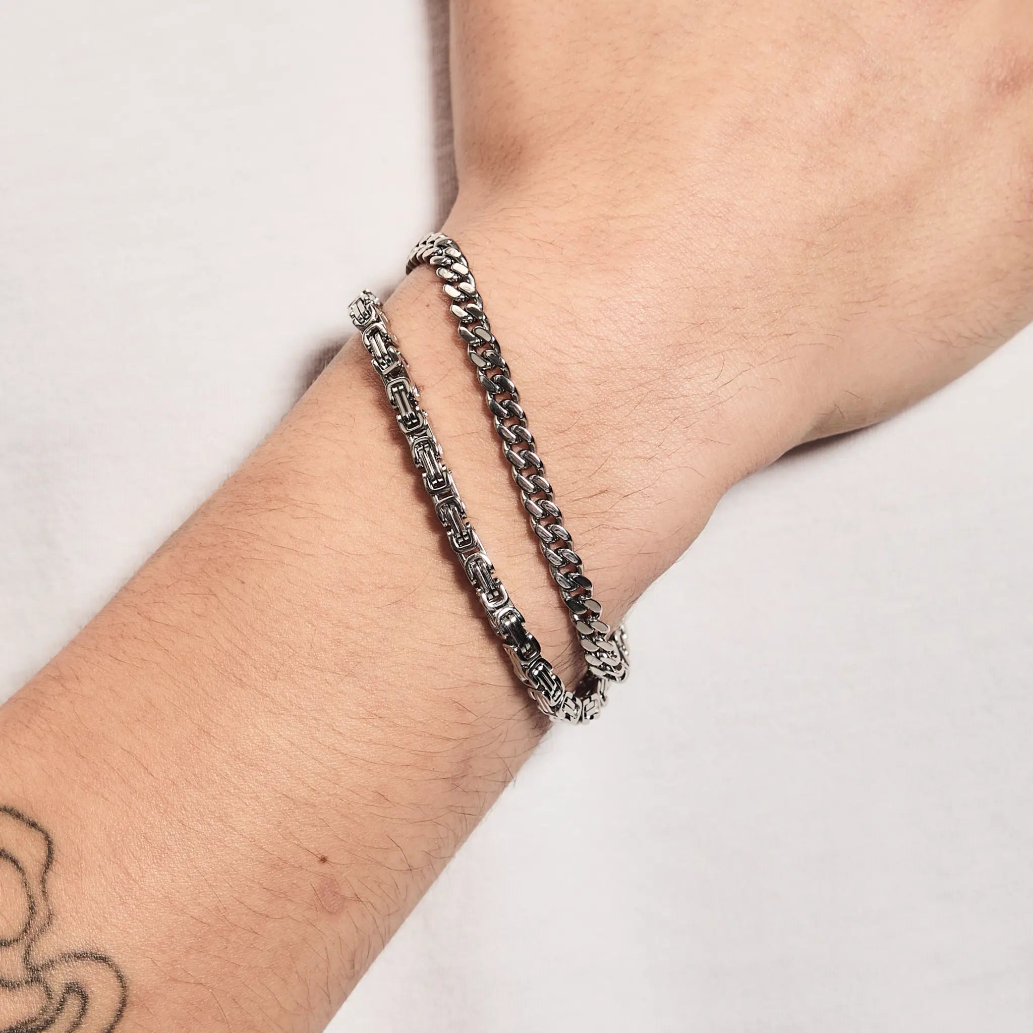 Panzerarmband Cuban Link 5mm Weißgold