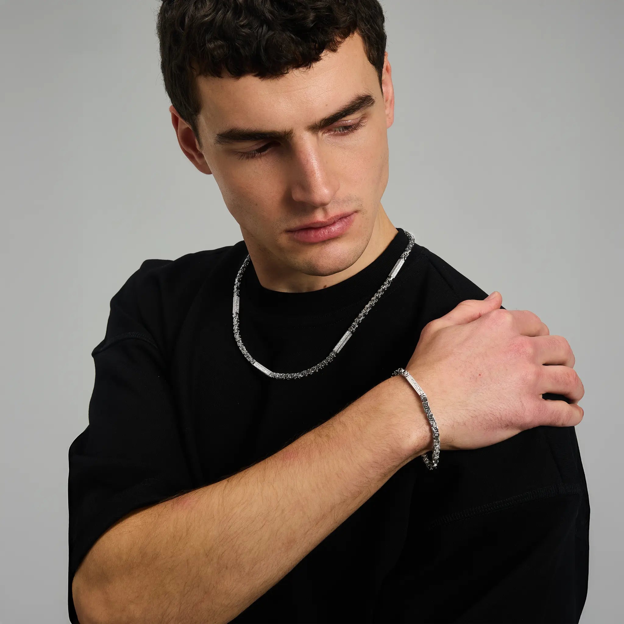 Łańcuch Królewski Iced 4mm Białe Złoto