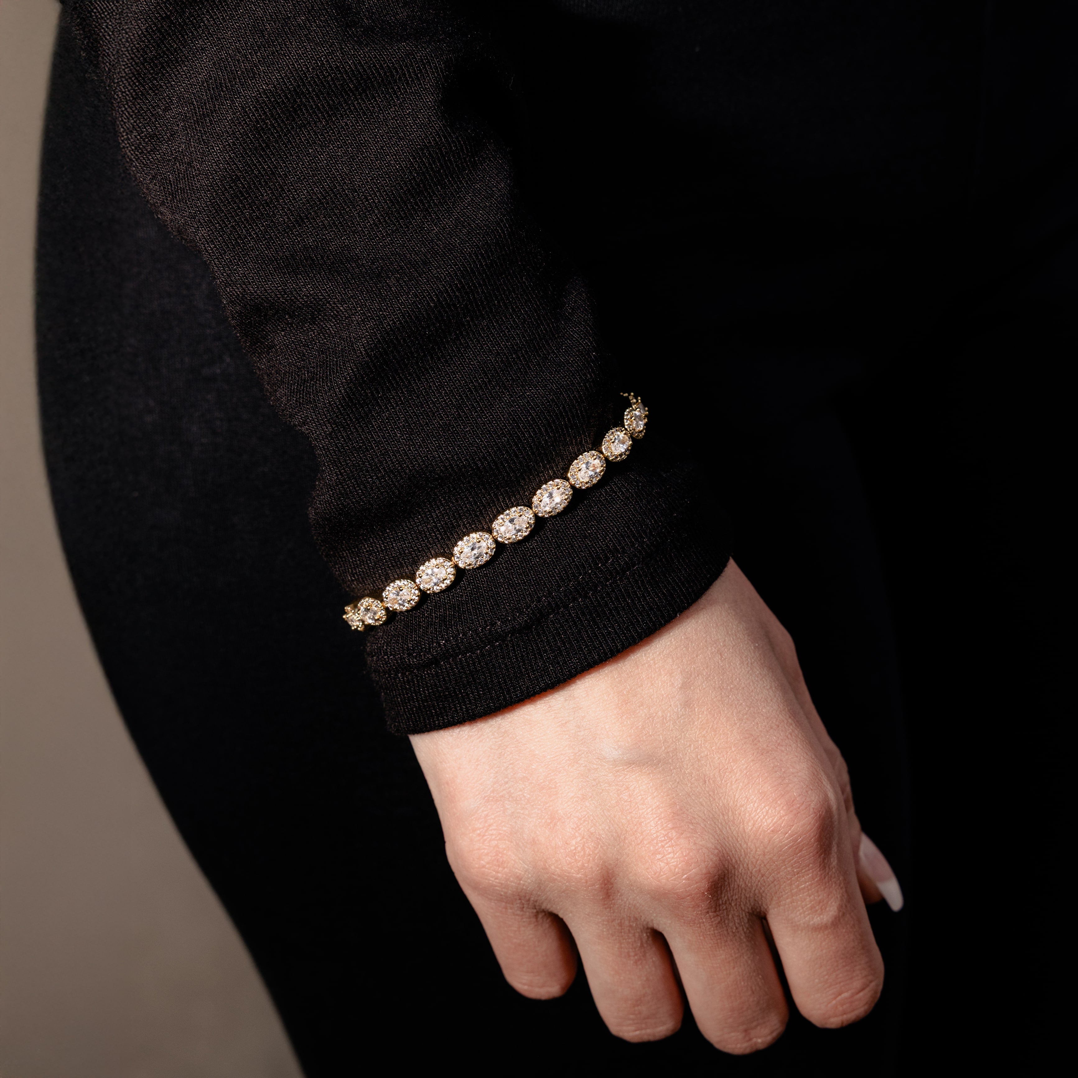 Bransoletka Oval Clustered Tennis 6mm Złoto