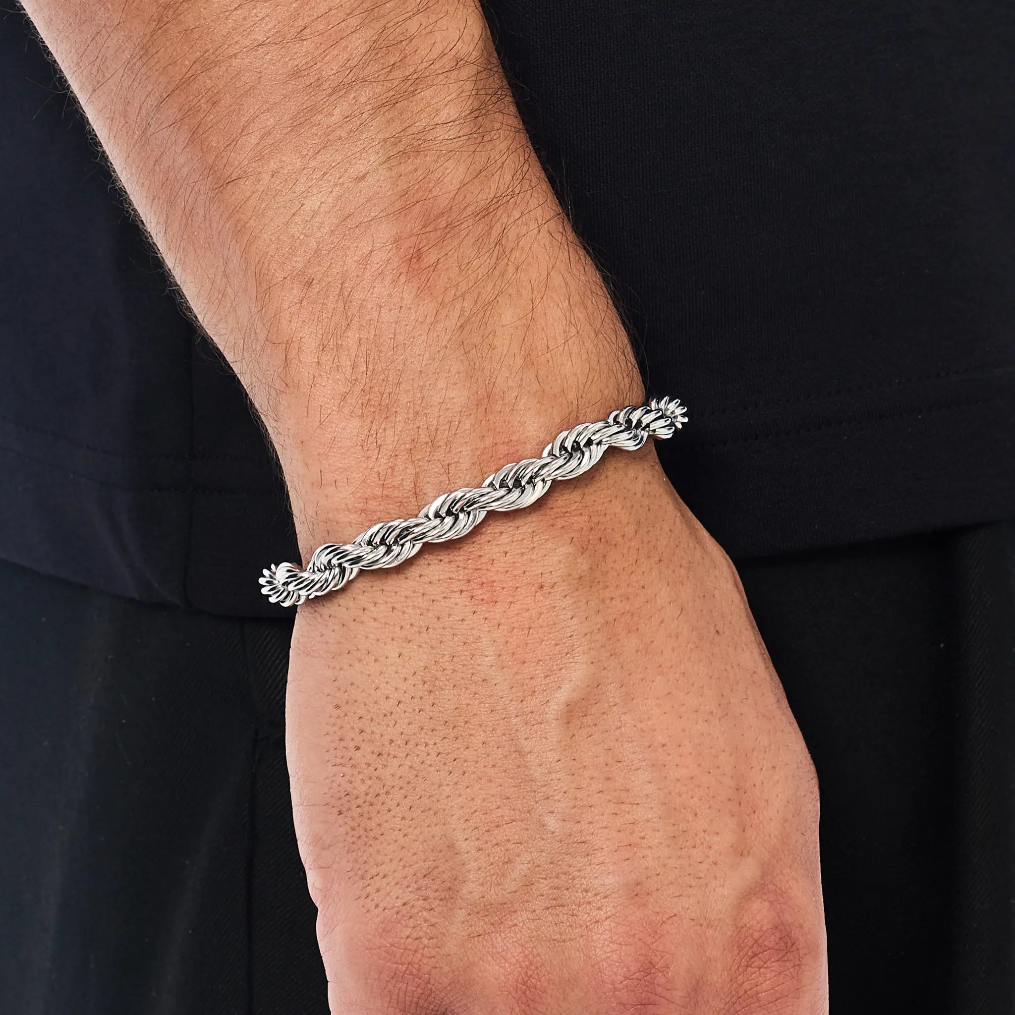 Bransoletka Rope 8mm Białe Złoto