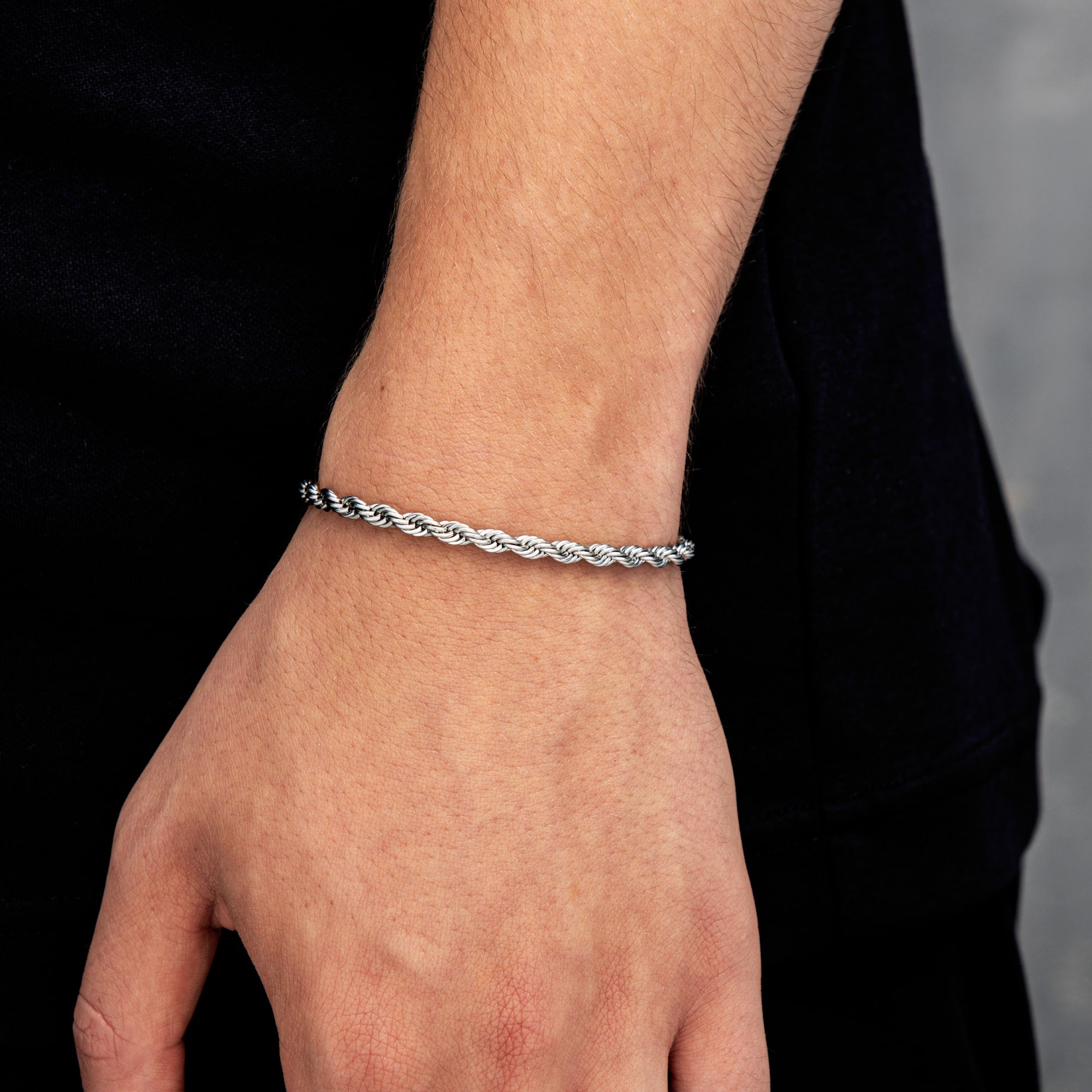 Kordelarmband 4mm Weißgold