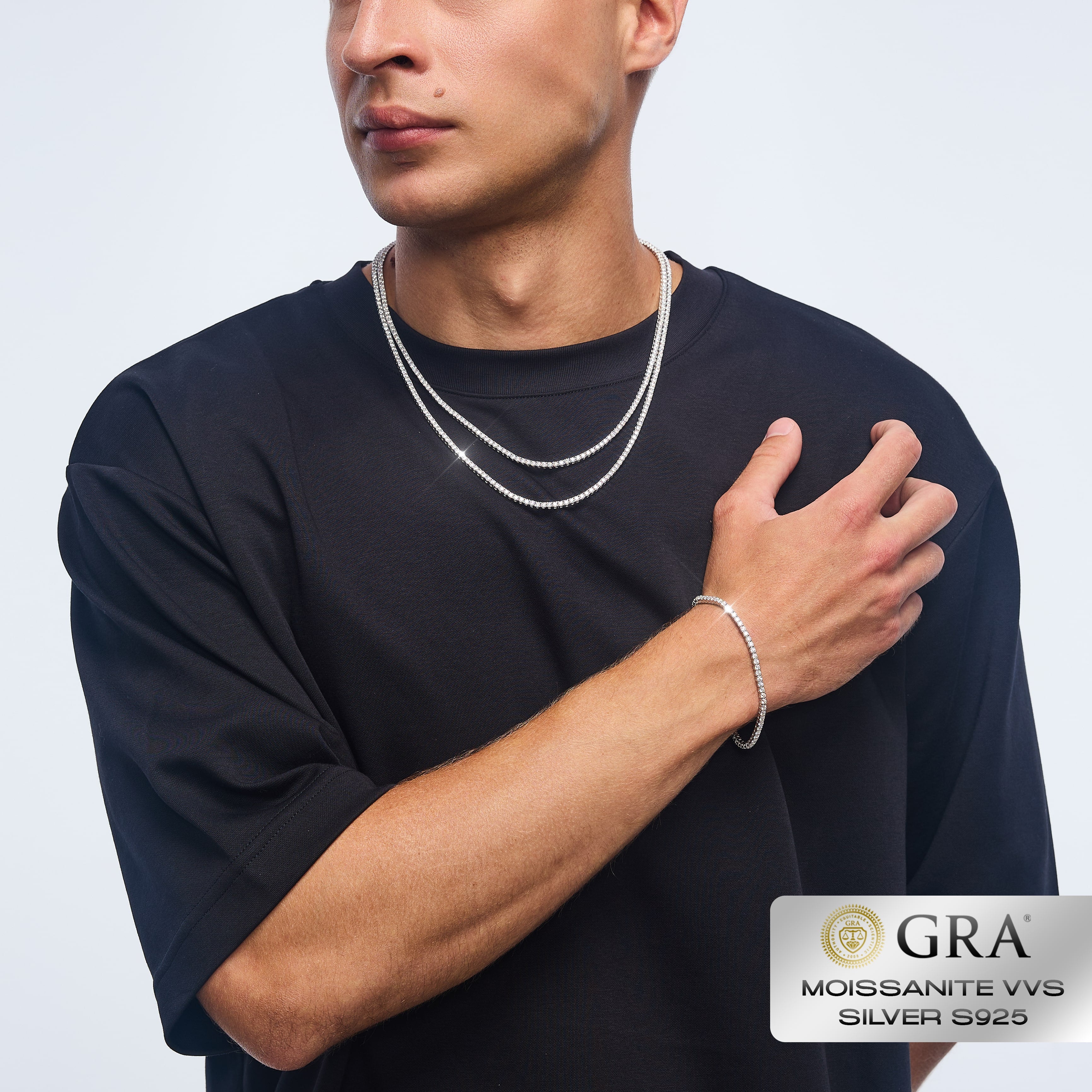 Bransoletka Tennis 2.5mm Moissanit VVS S925 Białe Złoto