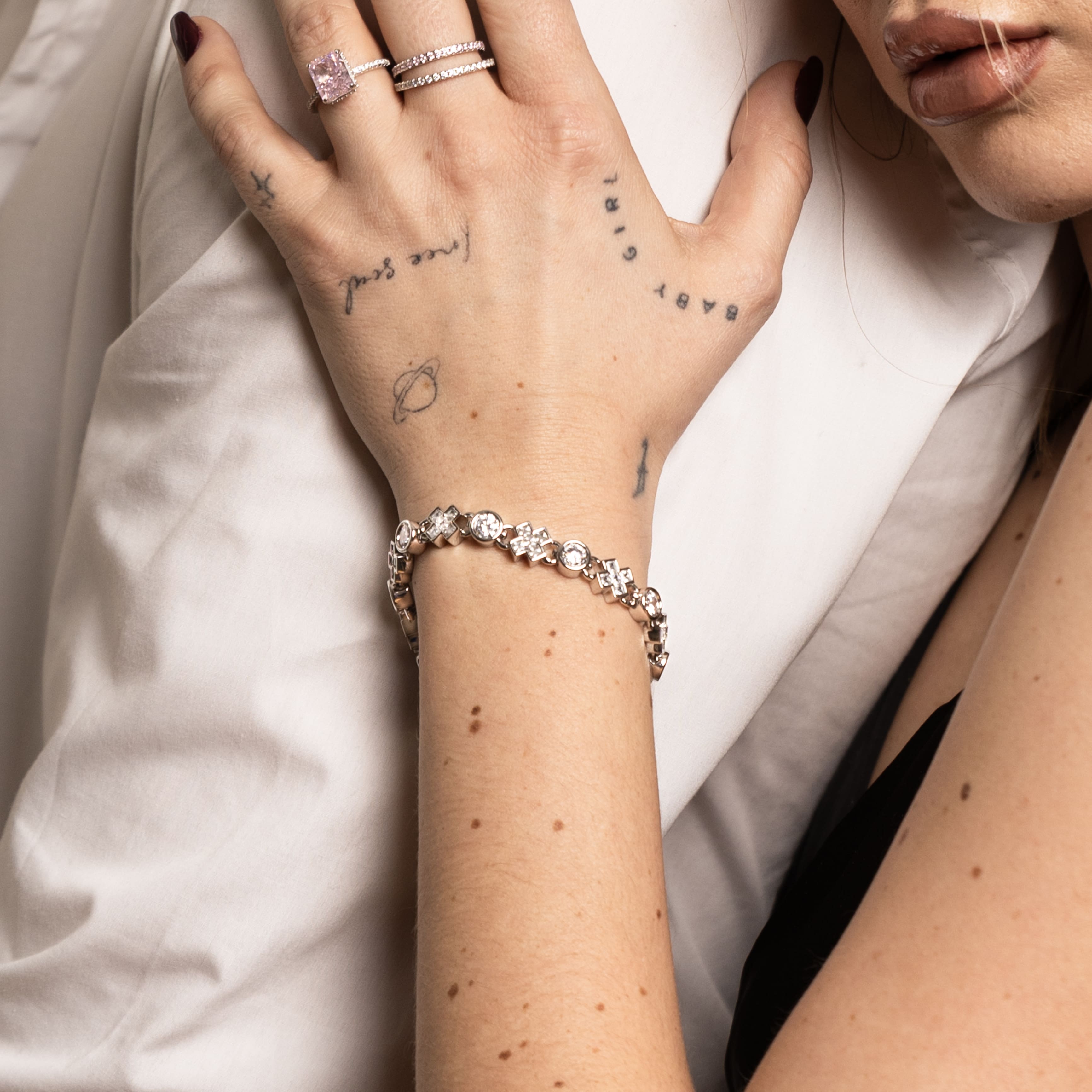 Diamant XOXO Gliederarmband 8mm Weißgold