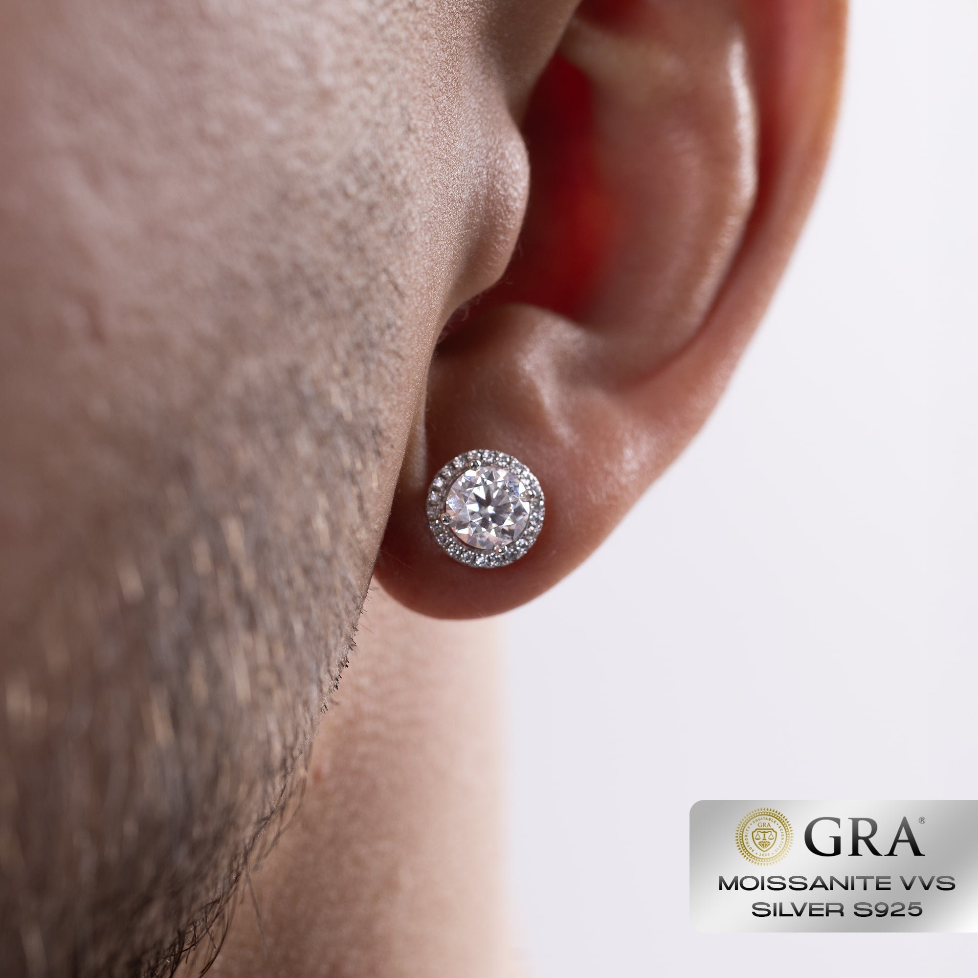 Diamant Halo Ohrstecker 2ct Moissanit VVS S925 Weißgold