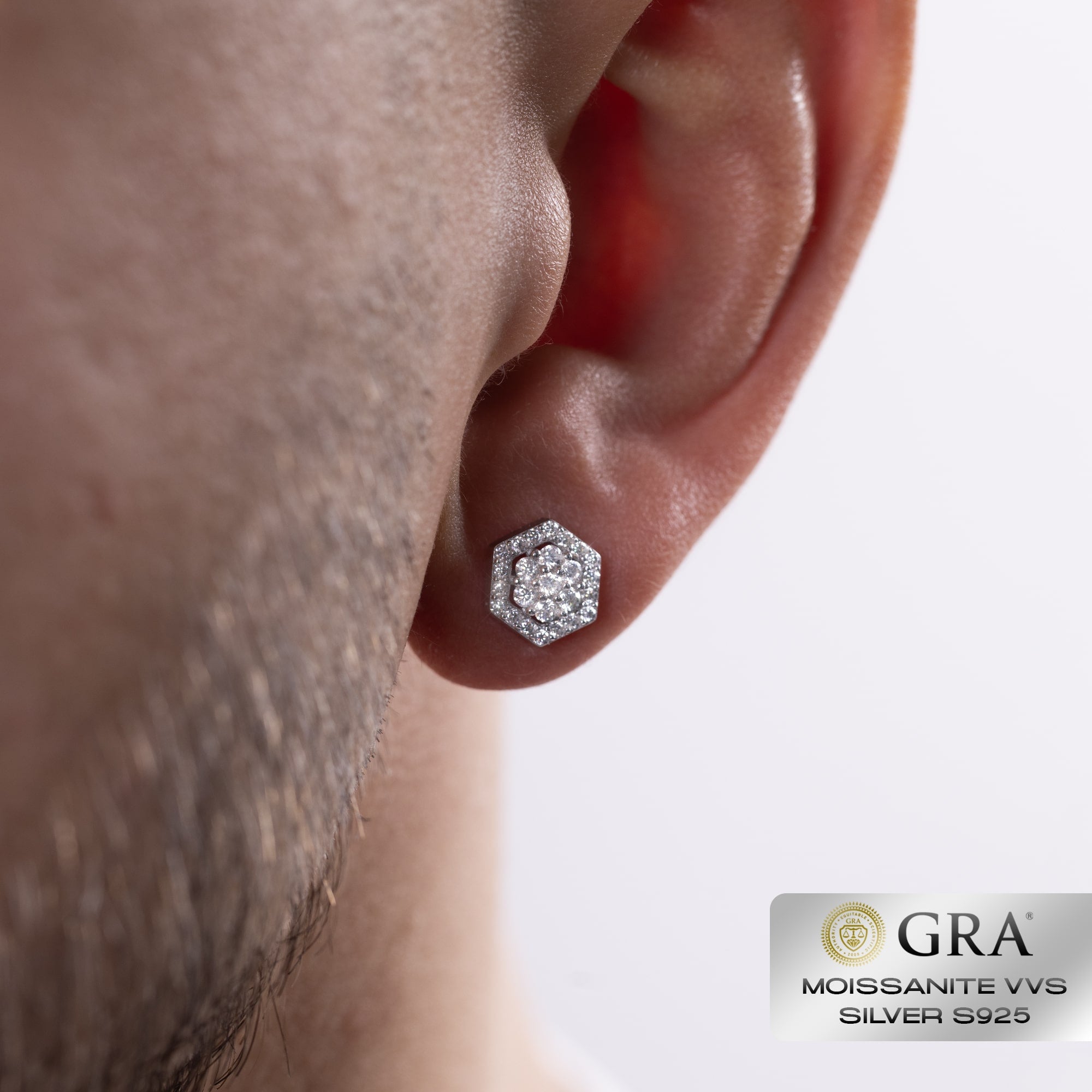 Diamant-Honig-Ohrstecker Moissanit VVS S925 Weißgold