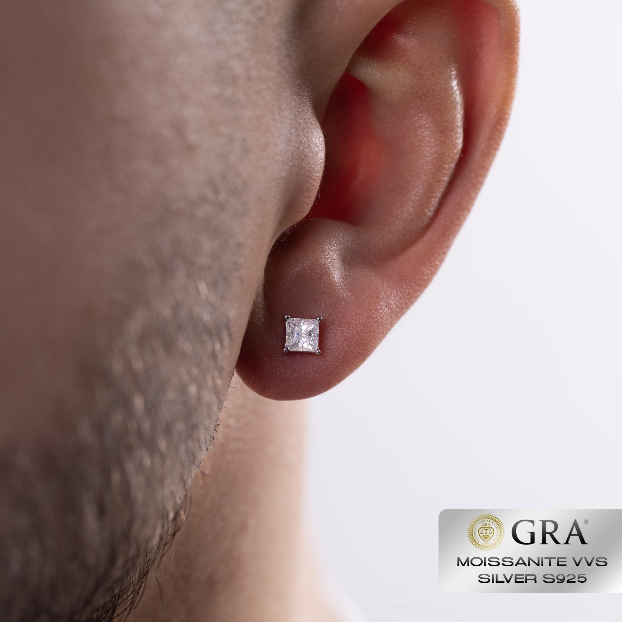 Princess Diamant Ohrstecker 1ct Moissanit VVS S925 Weißgold