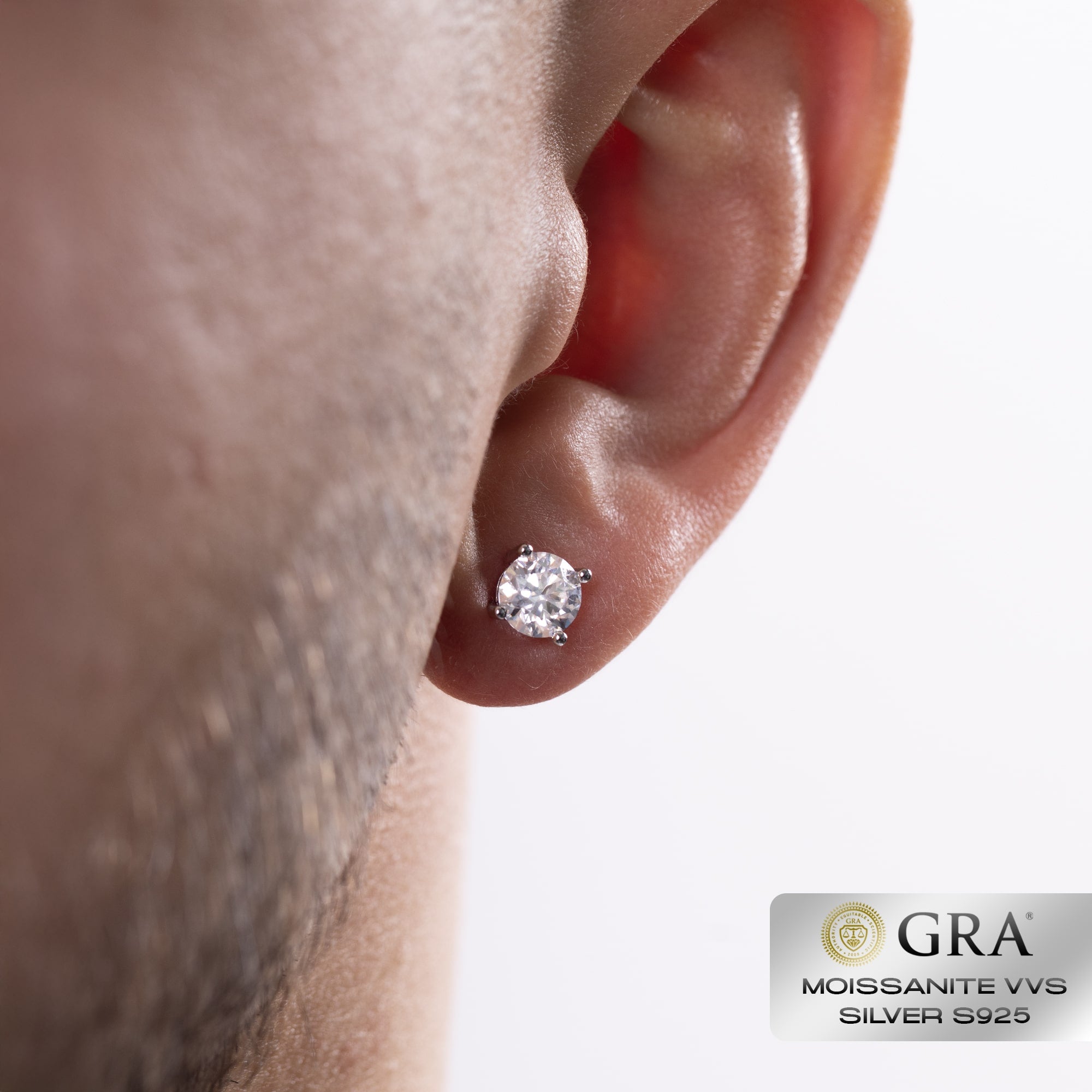 Diamant Ohrstecker 2ct Moissanit VVS S925 Weißgold