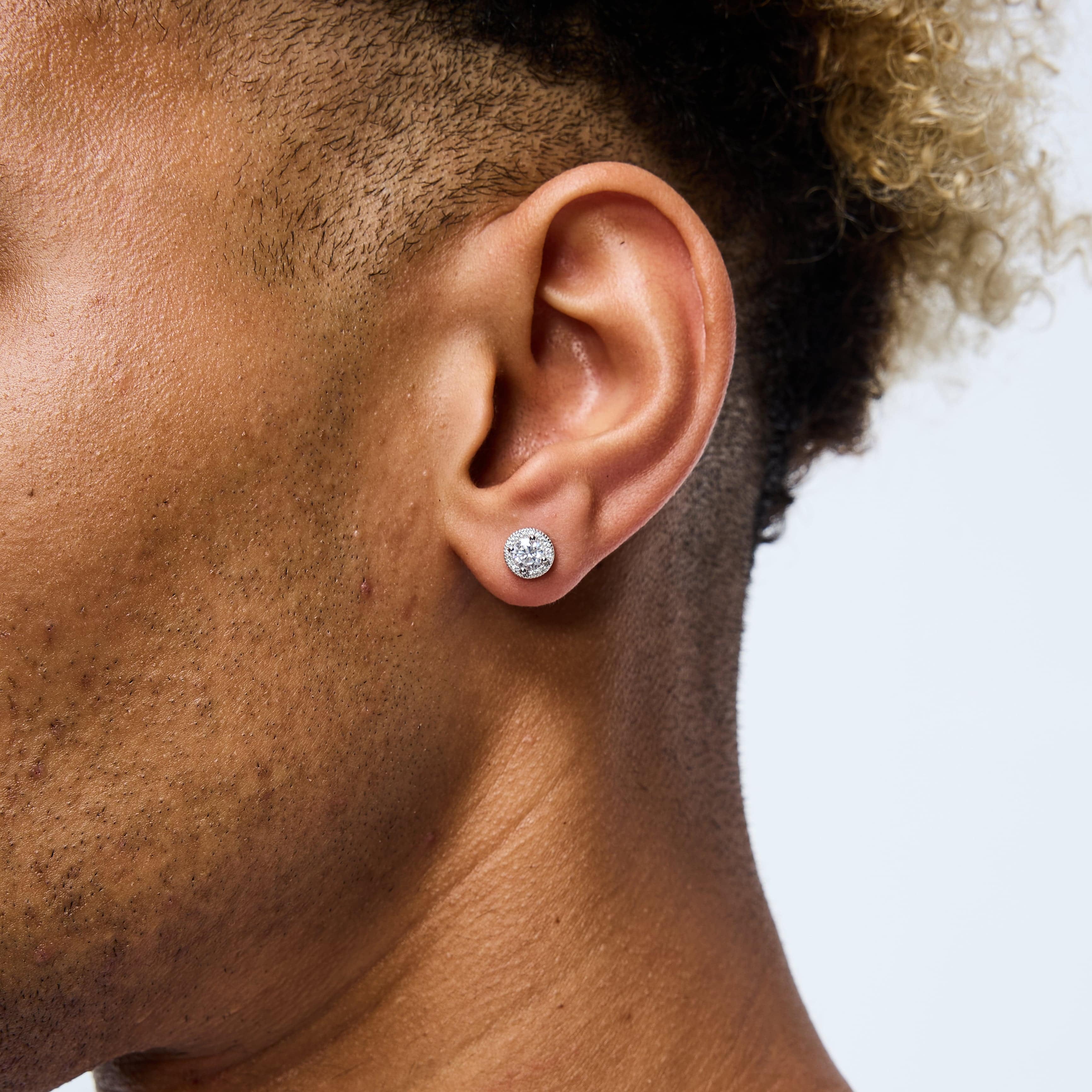 Diamant Halo Ohrstecker Weißgold