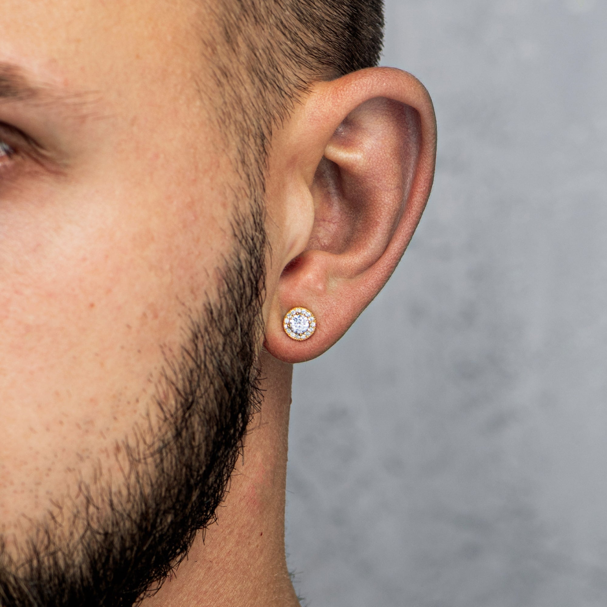 Diamant Halo Ohrstecker Gold