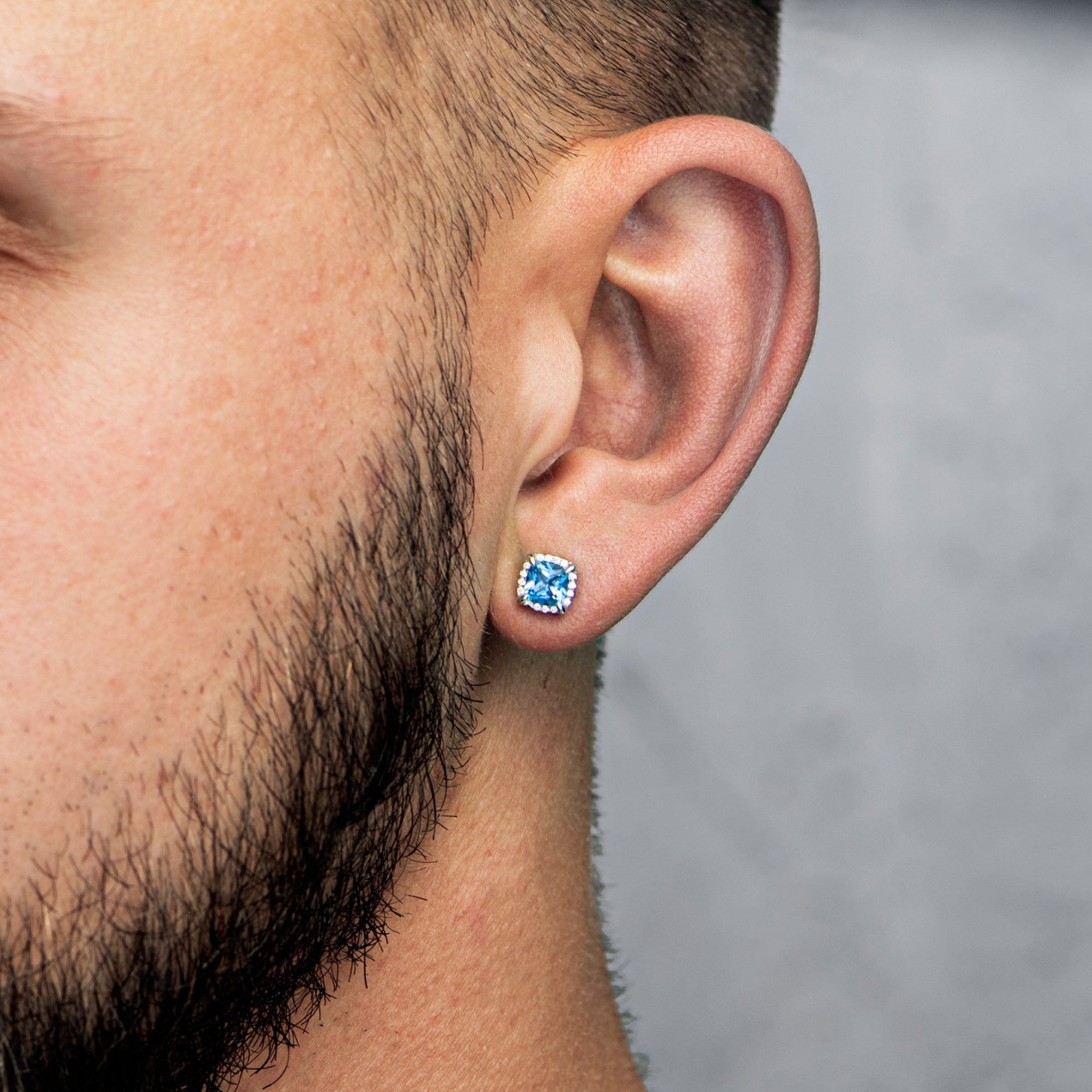 Blaue Prinzessin Quadrat Ohrringe Weißgold