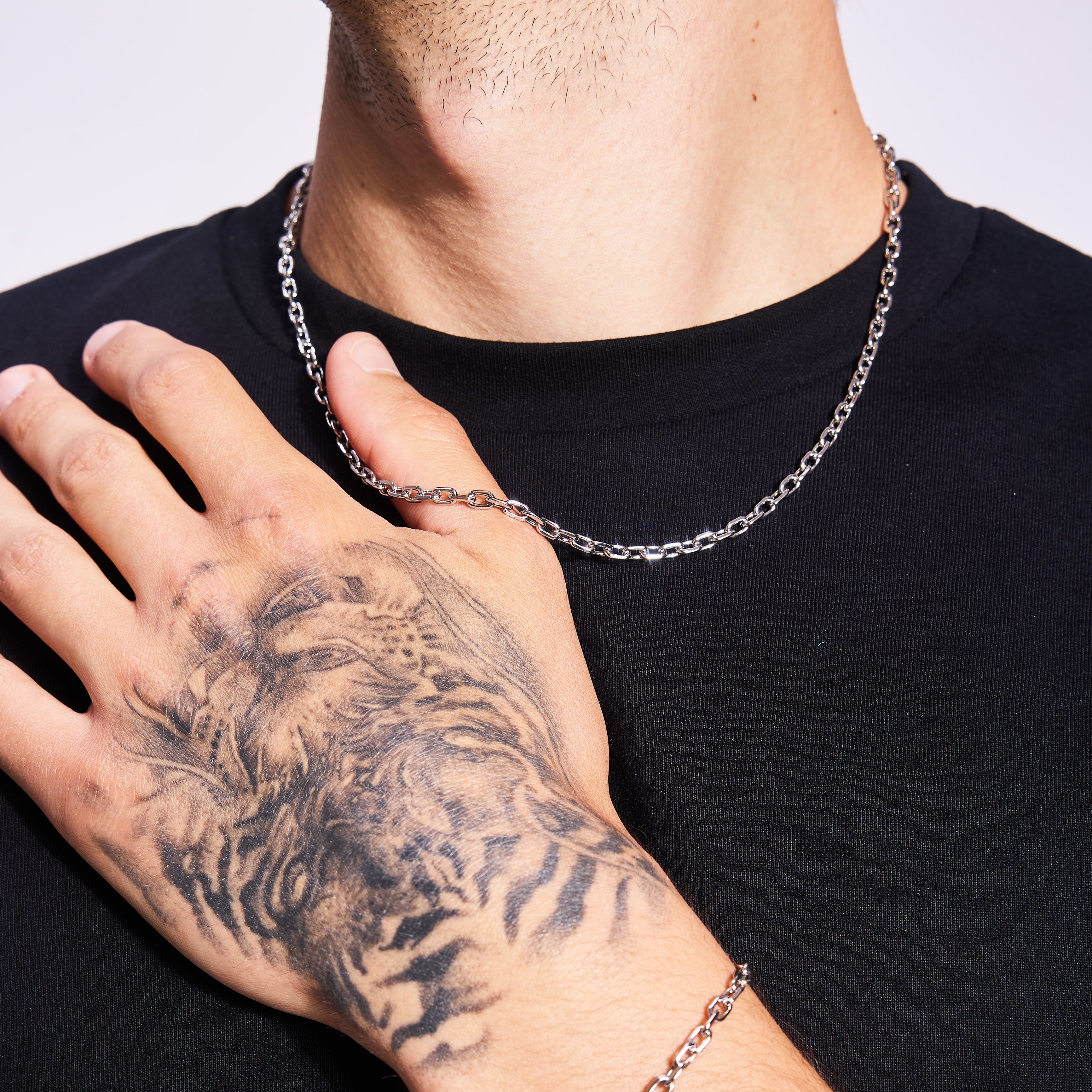 Łańcuch Ankier 4mm Białe Złoto