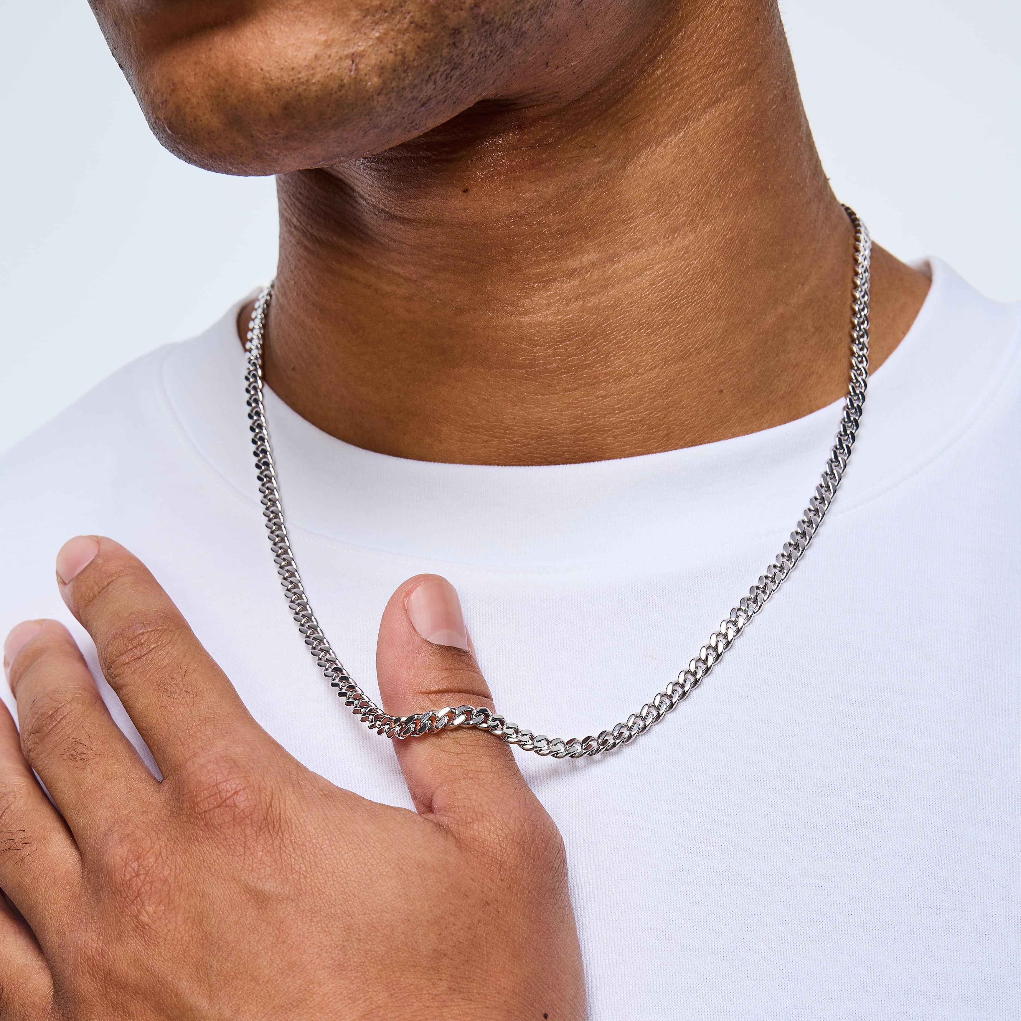 Panzerkette Cuban Link 5mm Weißgold