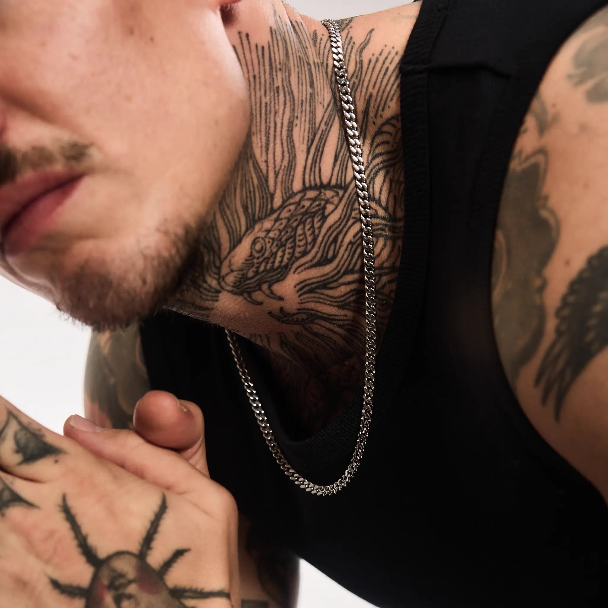 Panzerkette Cuban Link 5mm Weißgold