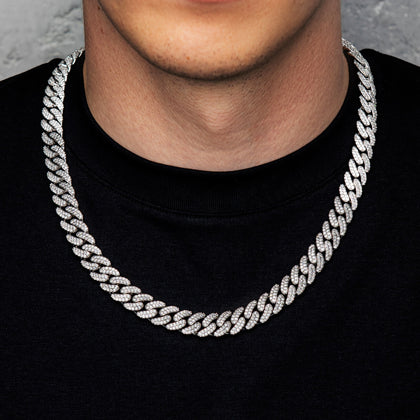 Premium Diamant Cuban Link Kette 12mm Weißgold