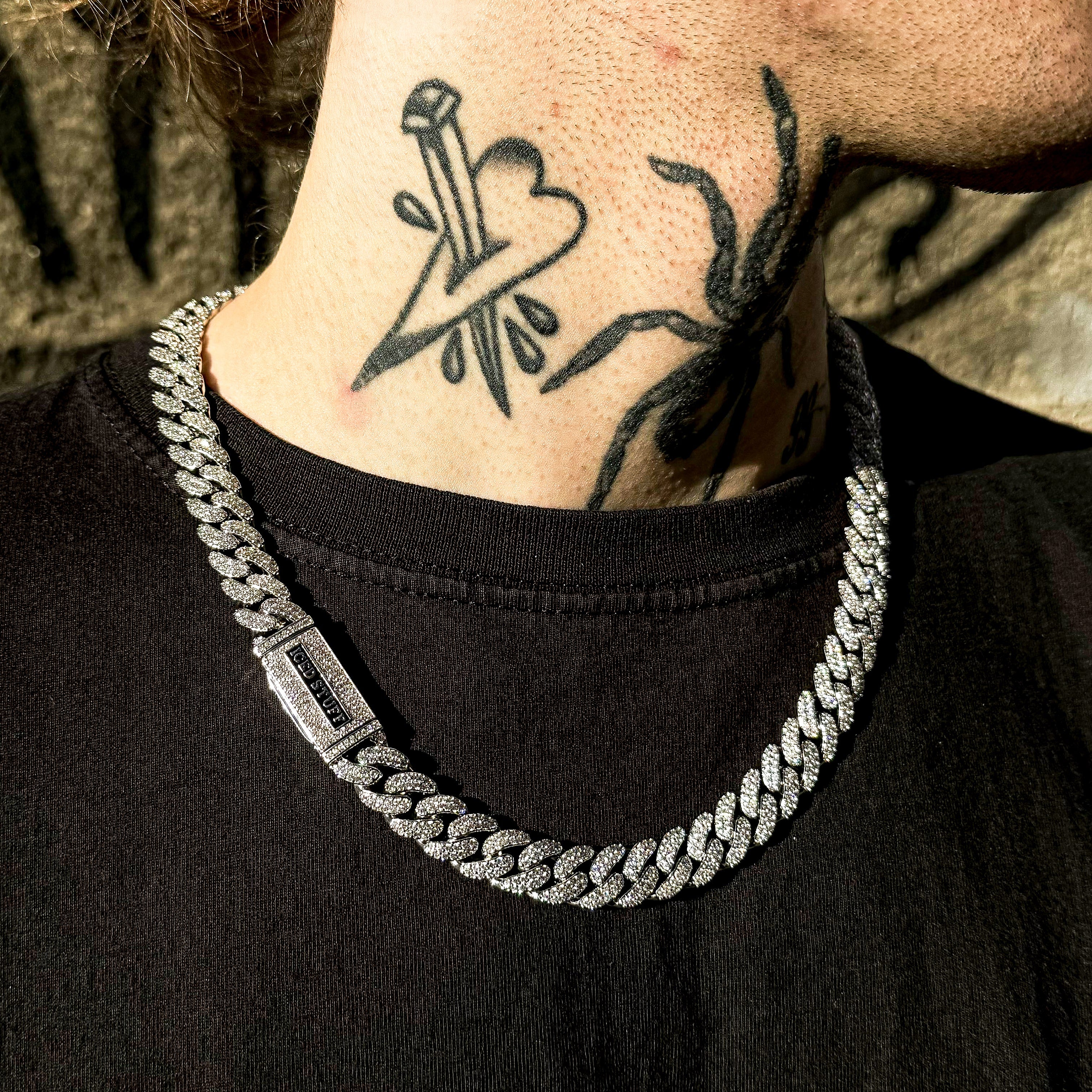 Premium Diamant Cuban Link Kette 12mm Weißgold