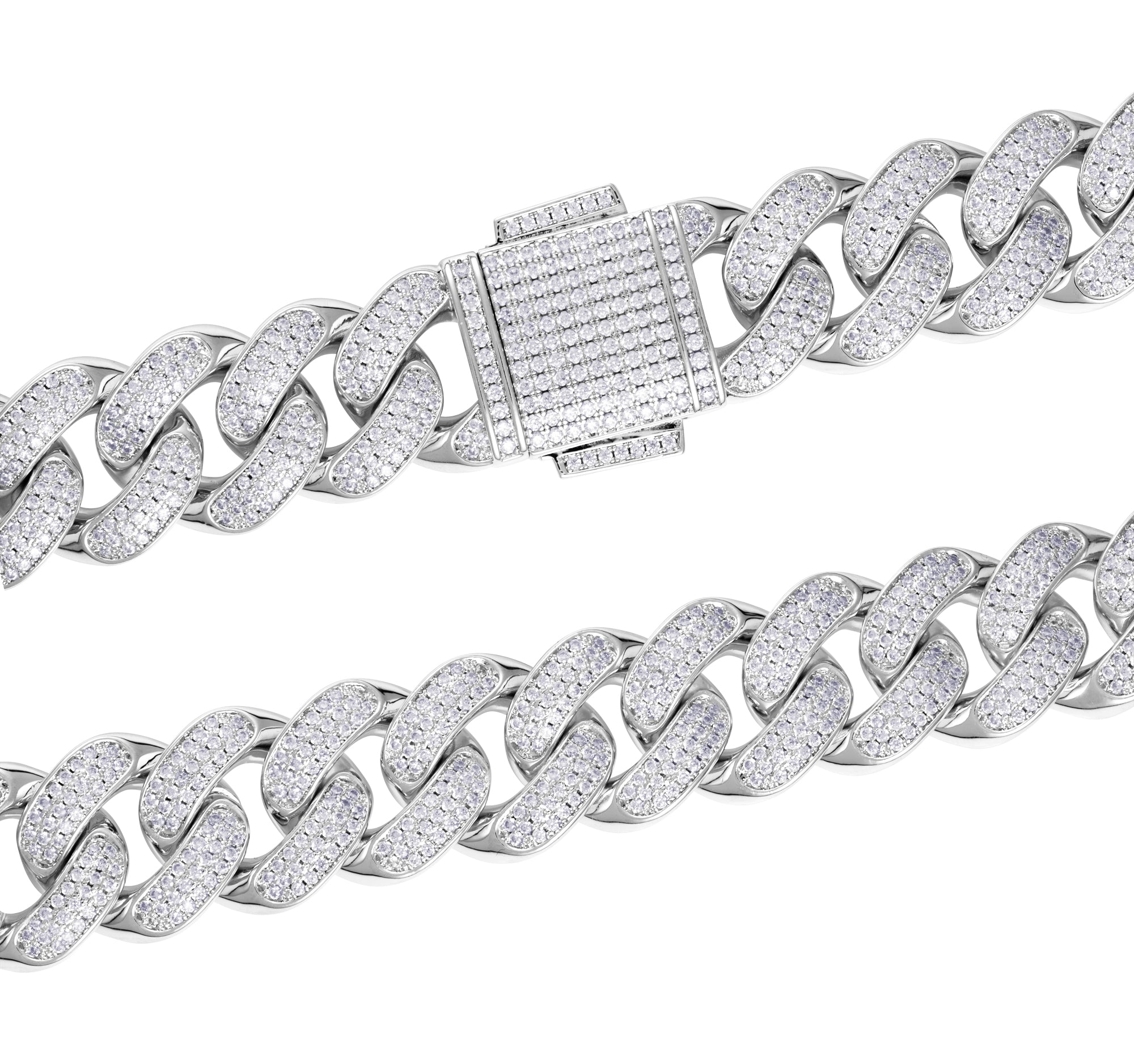 Diamant Cuban Link Kette 18mm Weißgold
