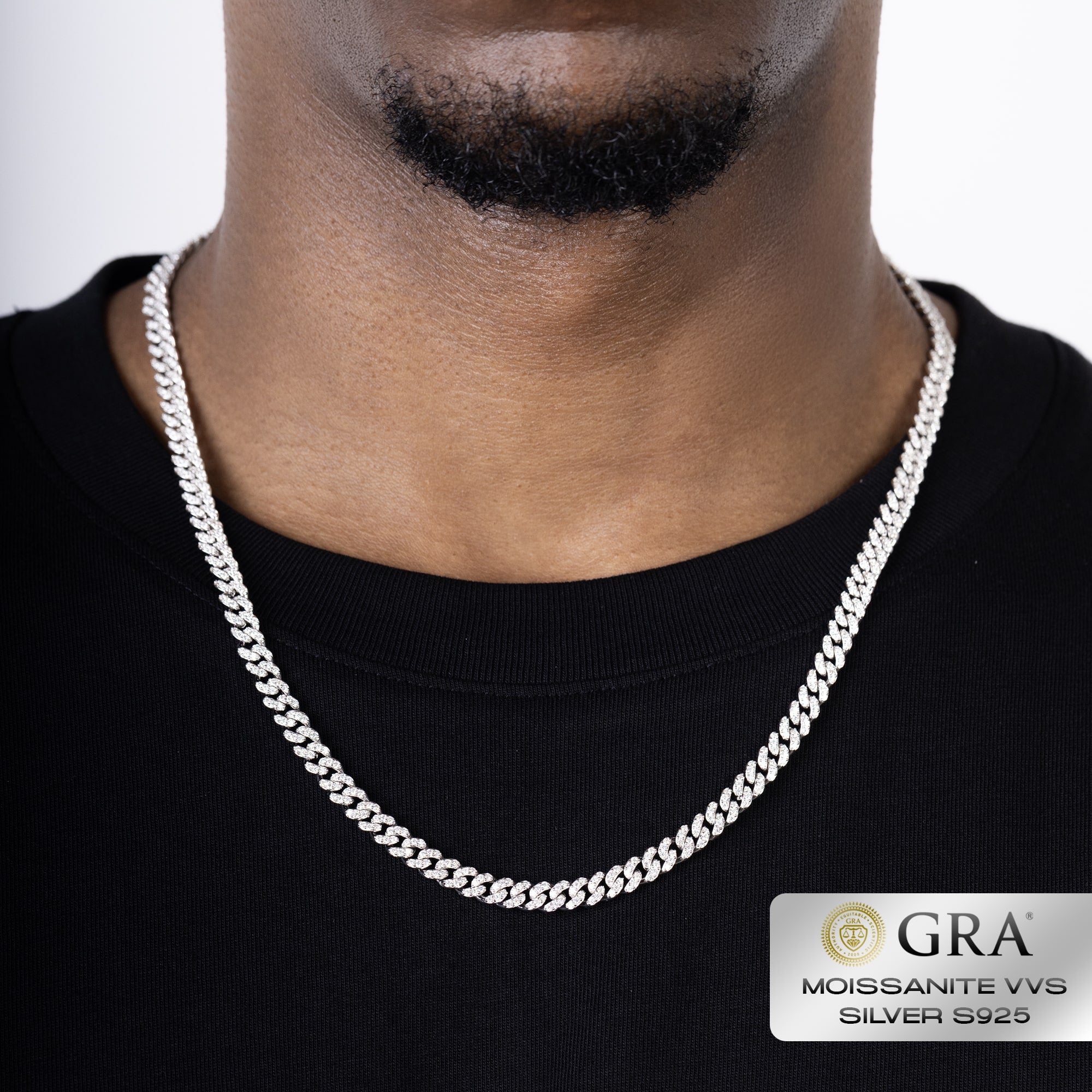 Diamant Cuban Link Kette 6mm Moissanite VVS S925 Weißgold