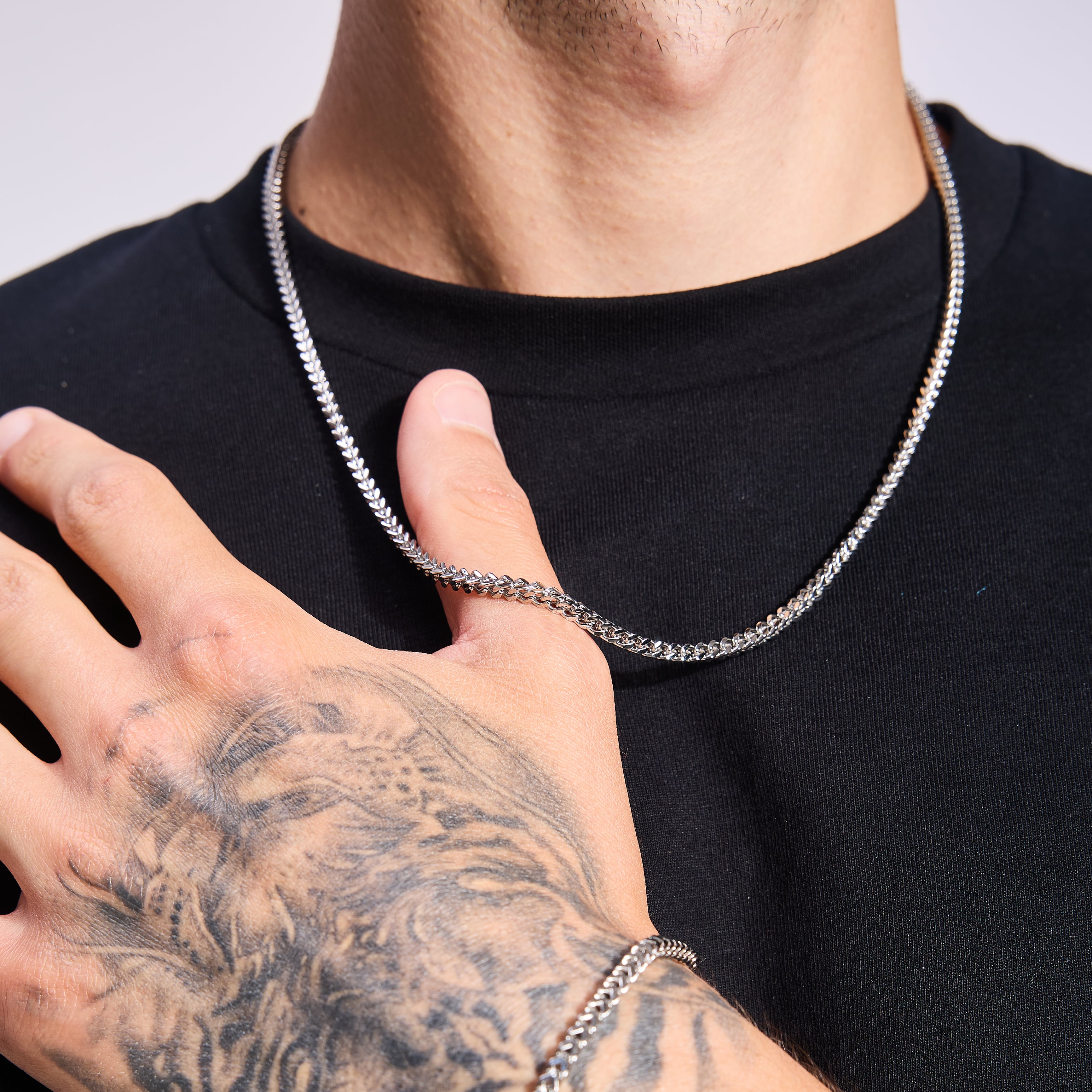 Łańcuch Franco 3mm Białe Złoto