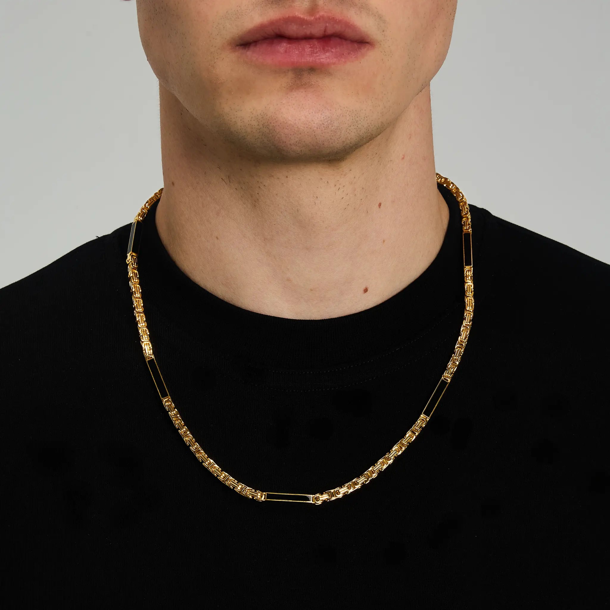 Łańcuch Królewski Onyx 4mm Złoto