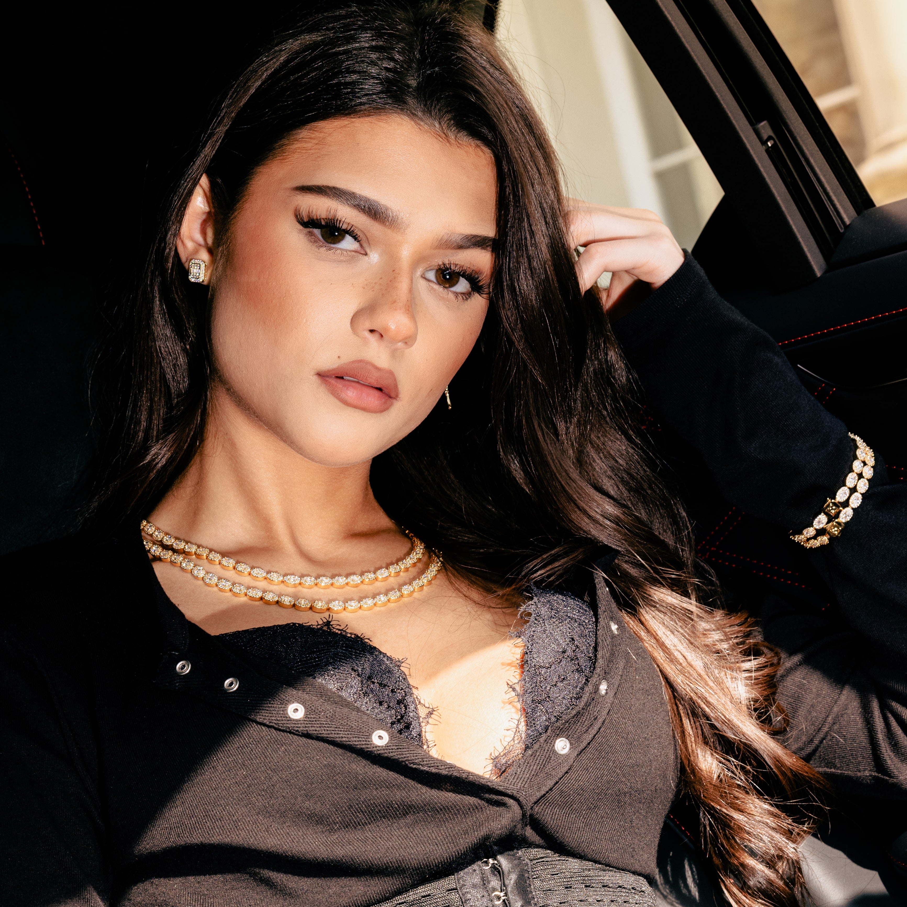 Bransoletka Oval Clustered Tennis 6mm Złoto