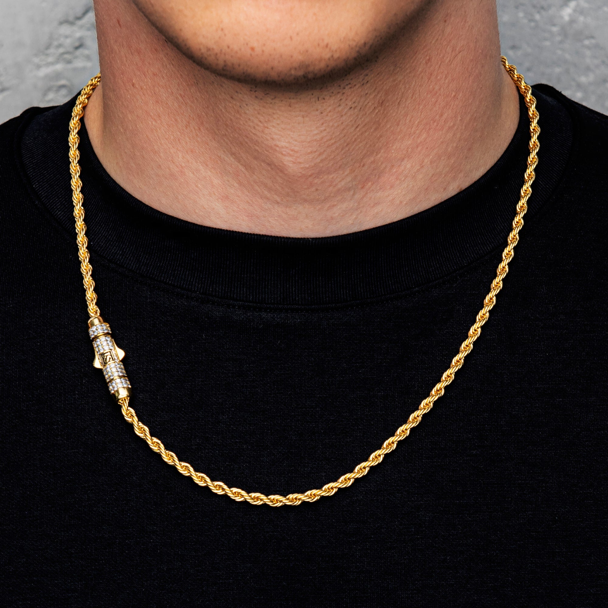 Kordelkette 4mm Diamantverschluss Gold