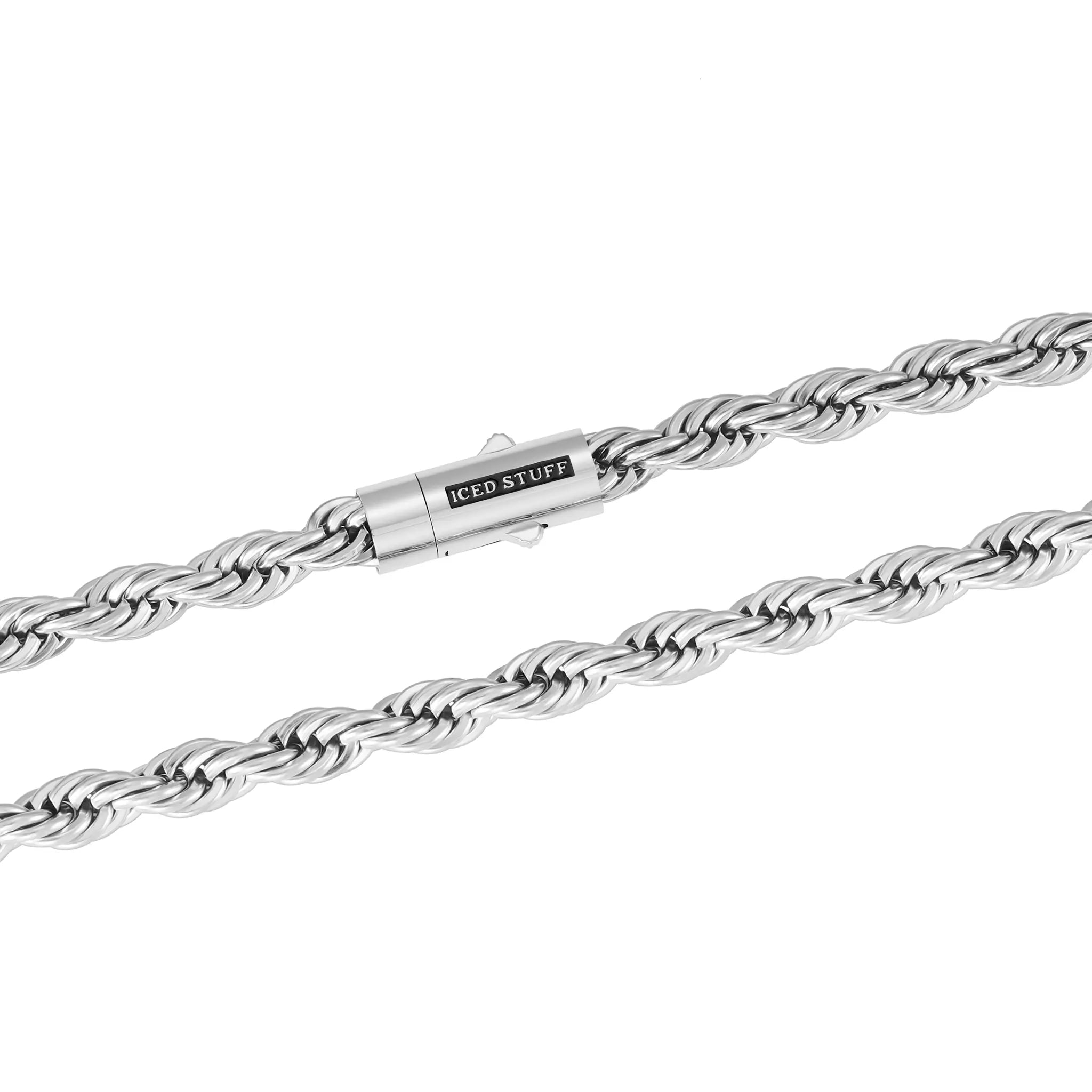 Łańcuch Rope 8mm Białe Złoto