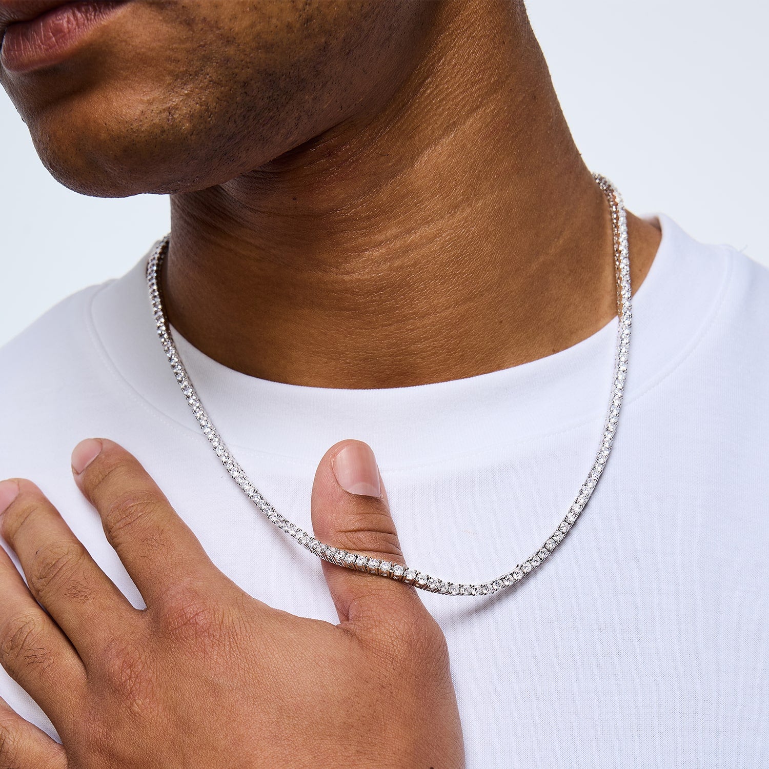 Tenniskette 3mm Weißgold