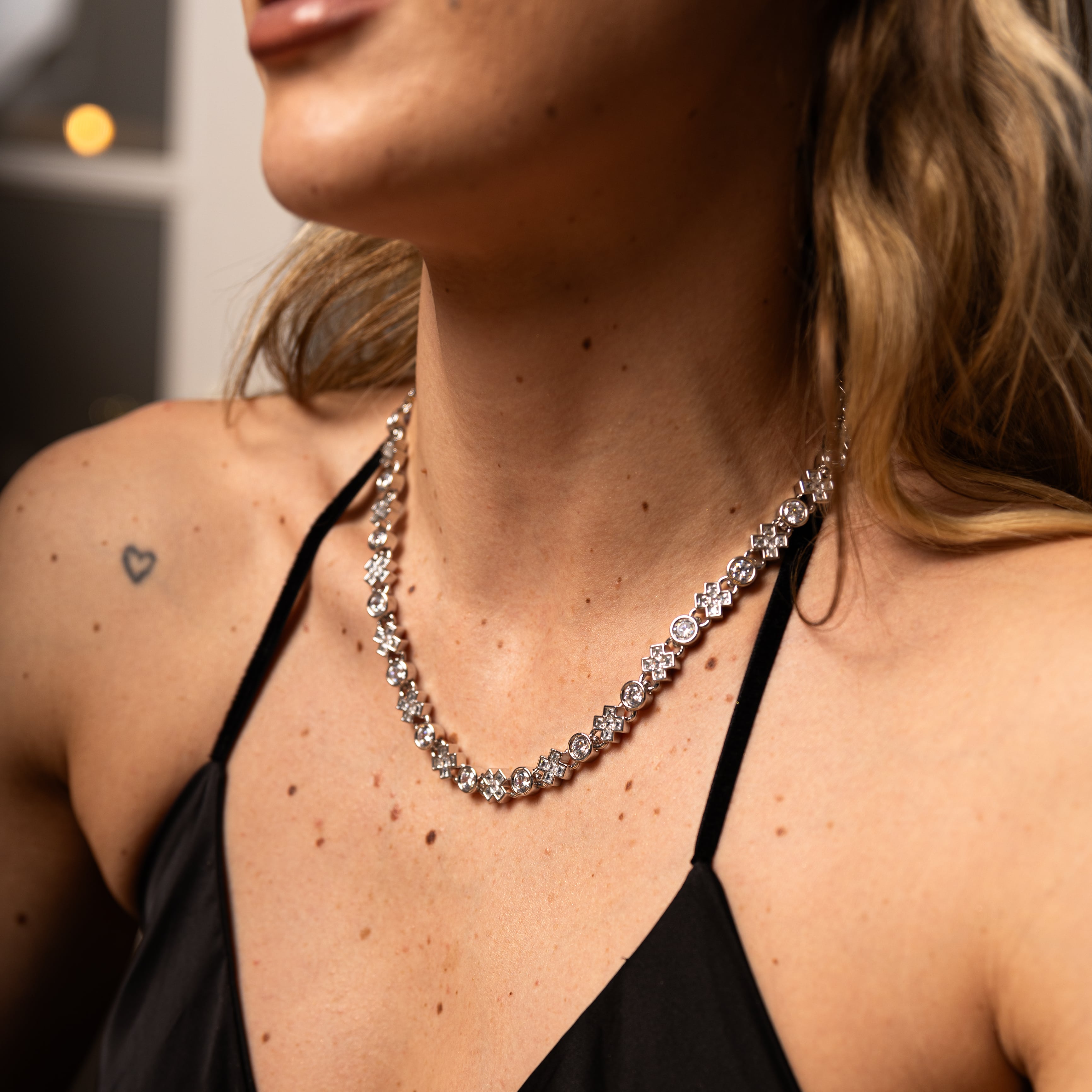 Diamant XOXO Gliederkette 8mm Weißgold