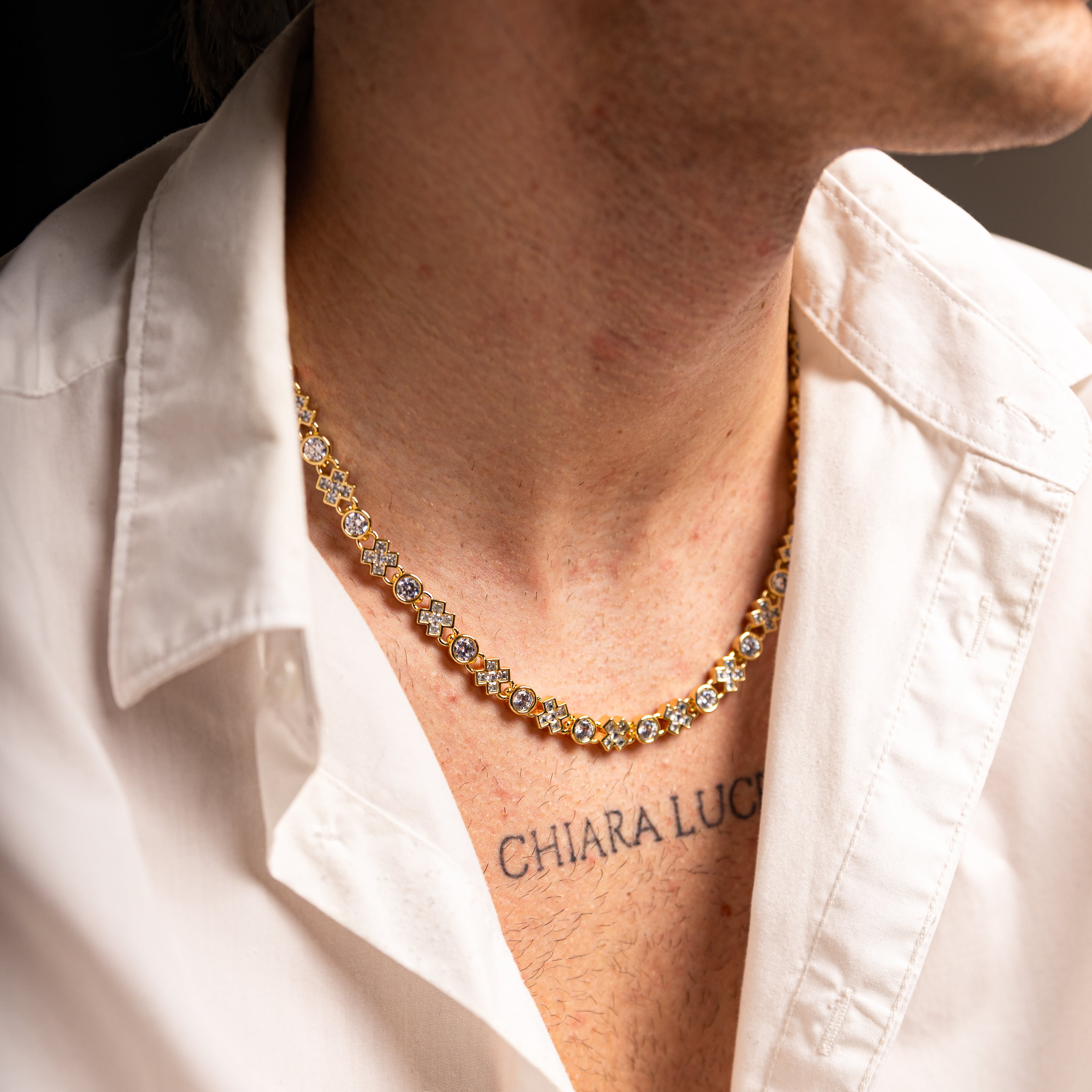 Diamant XOXO Gliederkette 8mm Gold