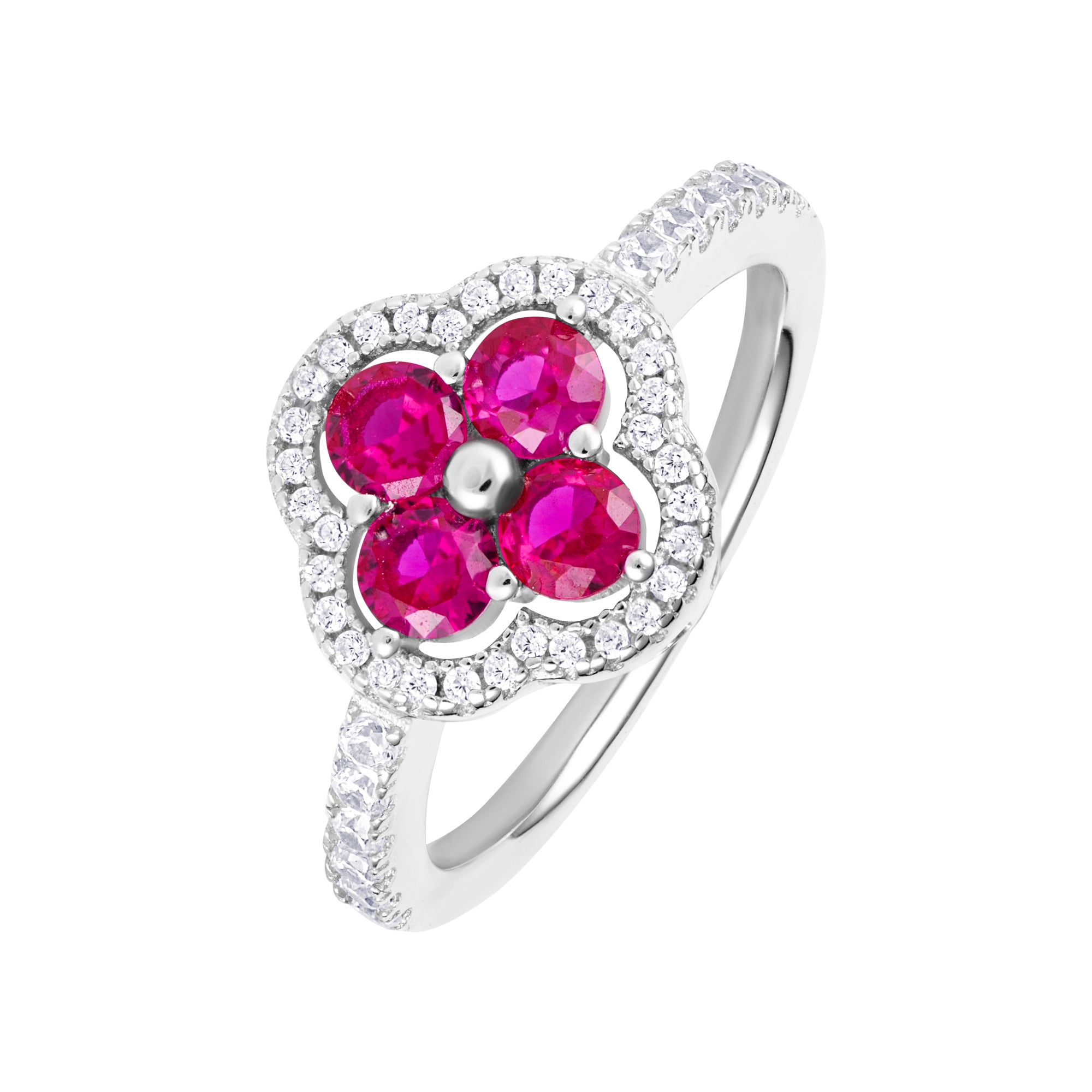 Daisy Pink Ring Weißgold Blume S925