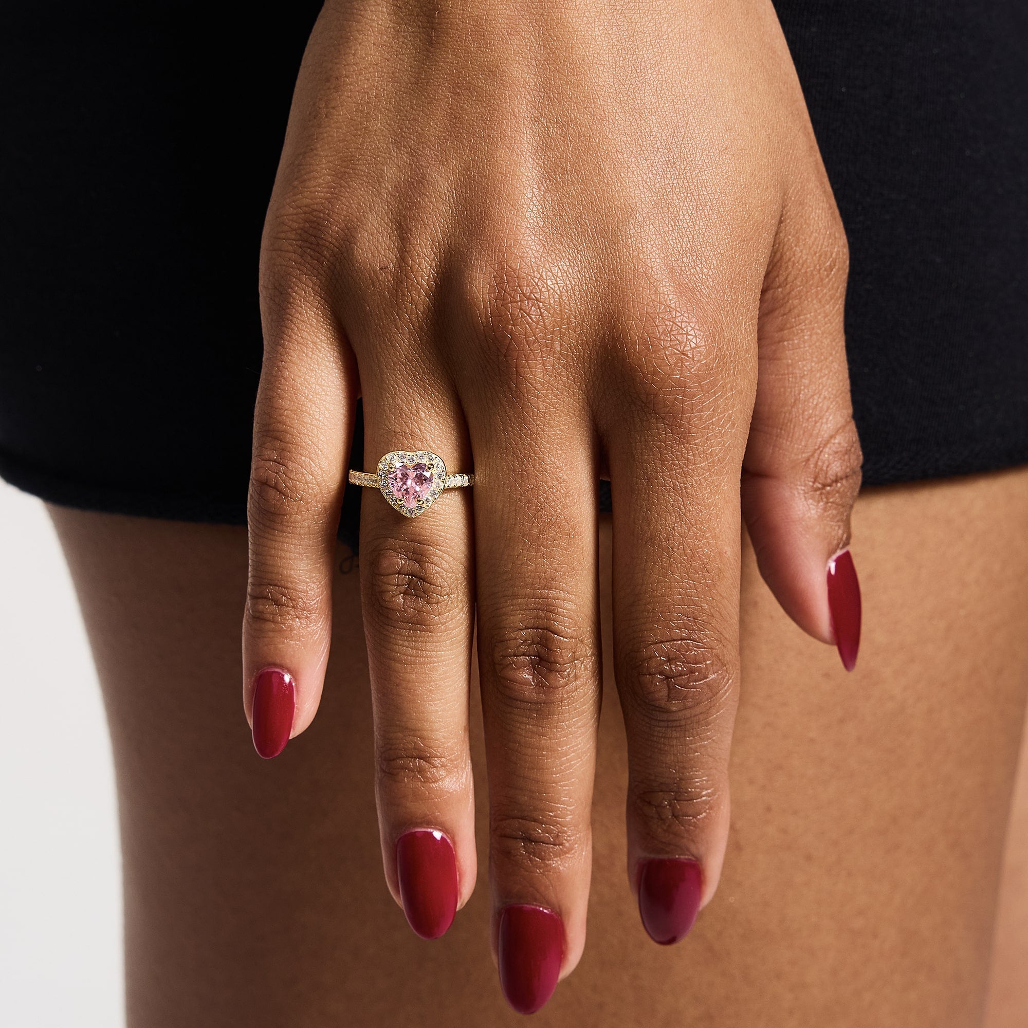 Pierścionek Heart Gem Pink Złoto Serce S925