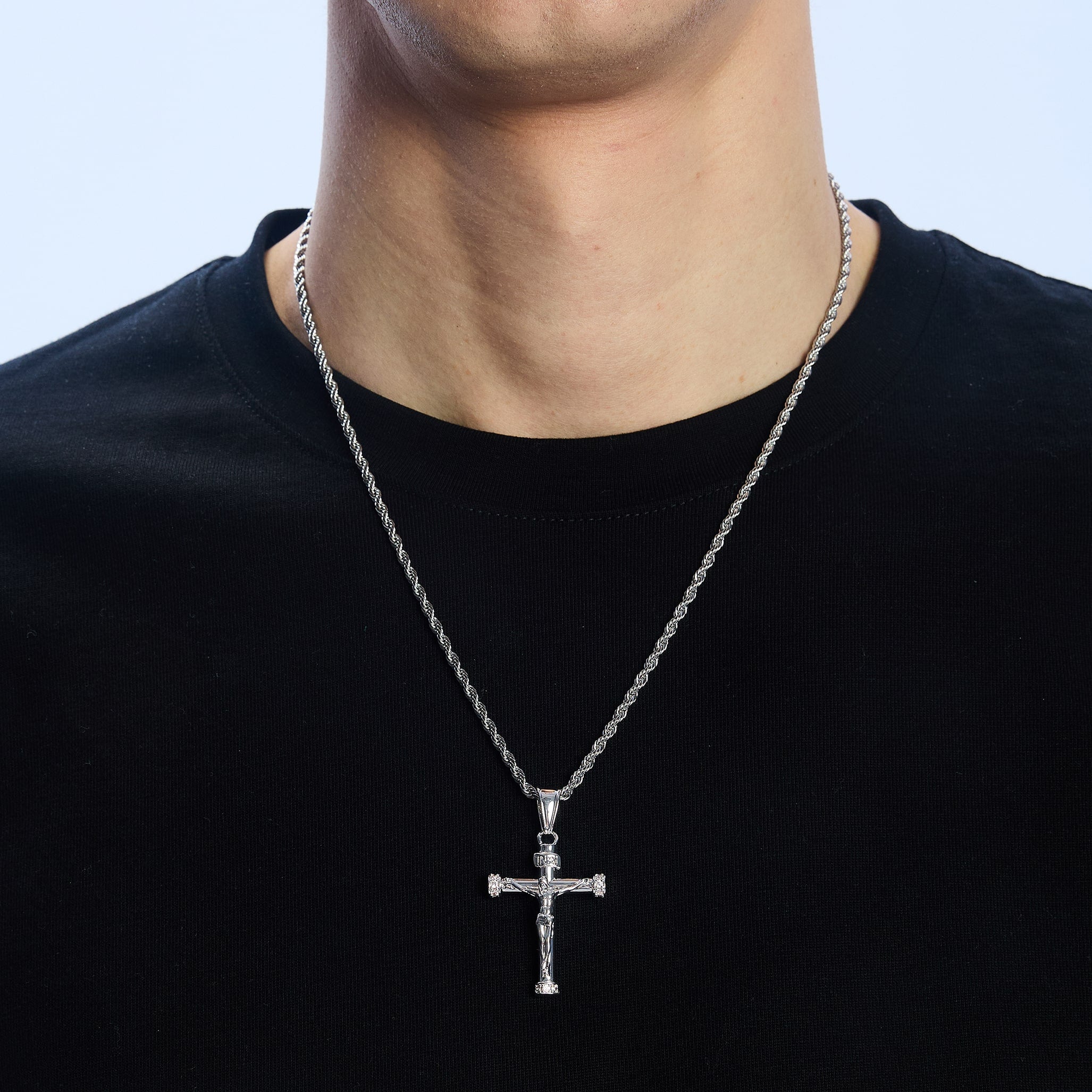 Zawieszka Diamond Crucifix Białe Złoto