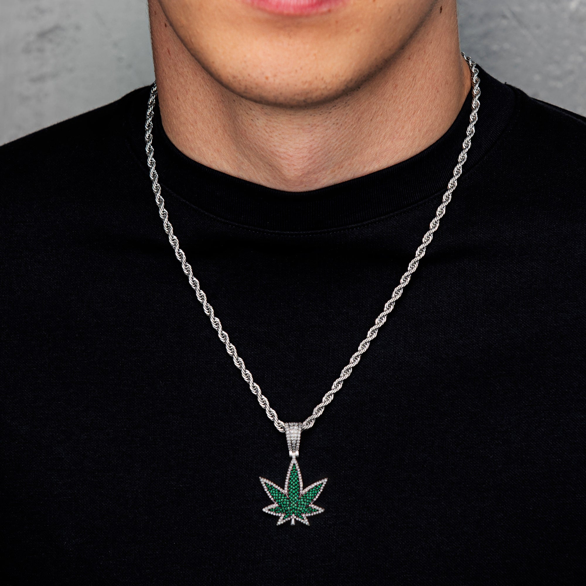 Diamant Ganja Anhänger Weißgold