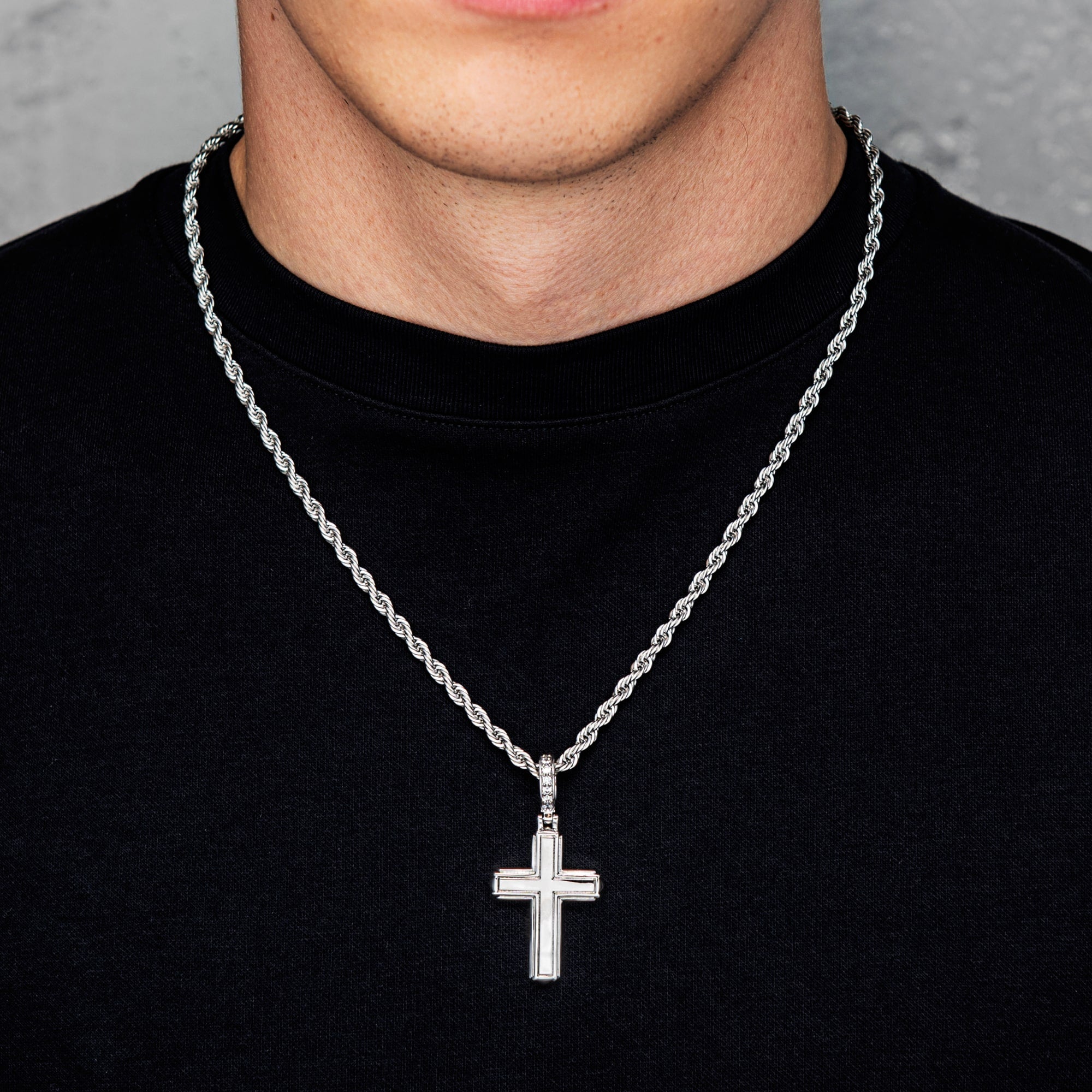 Flip Cross Anhänger Doppelseitiges Kreuz Weißgold