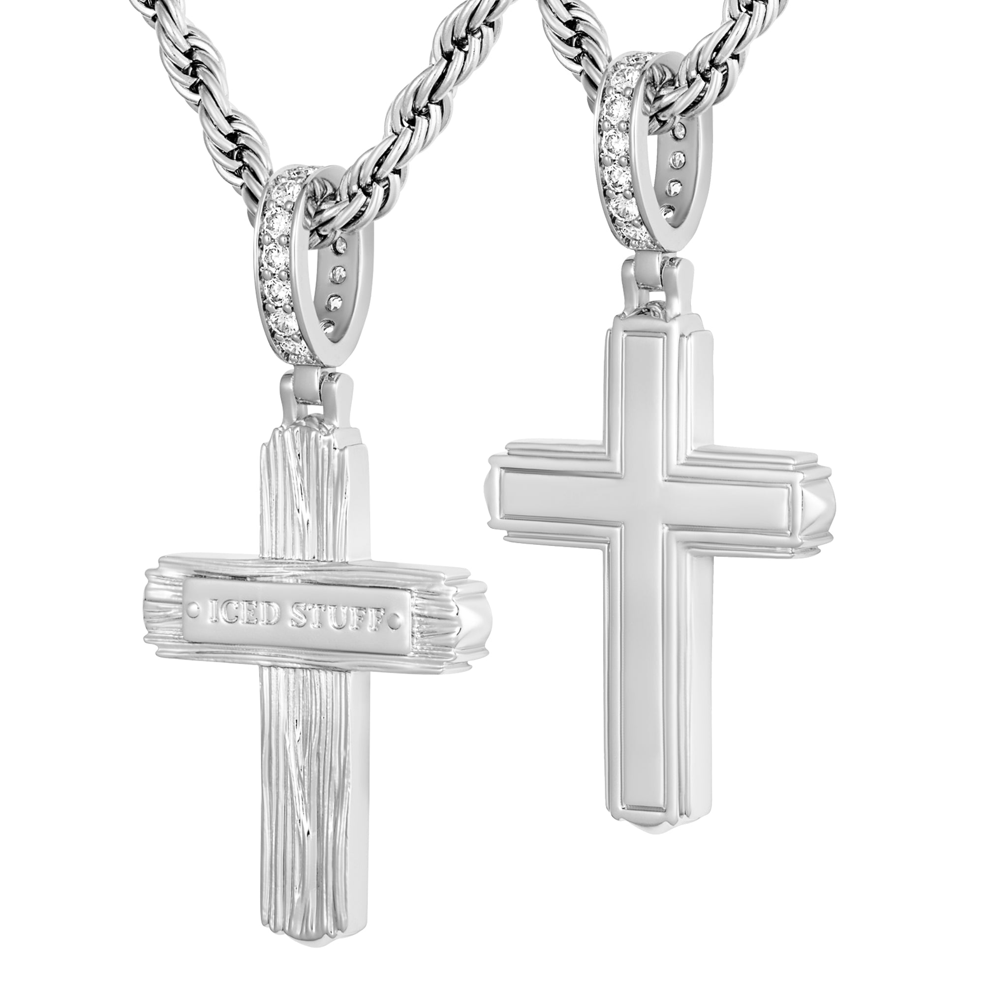 Flip Cross Anhänger Doppelseitiges Kreuz Weißgold
