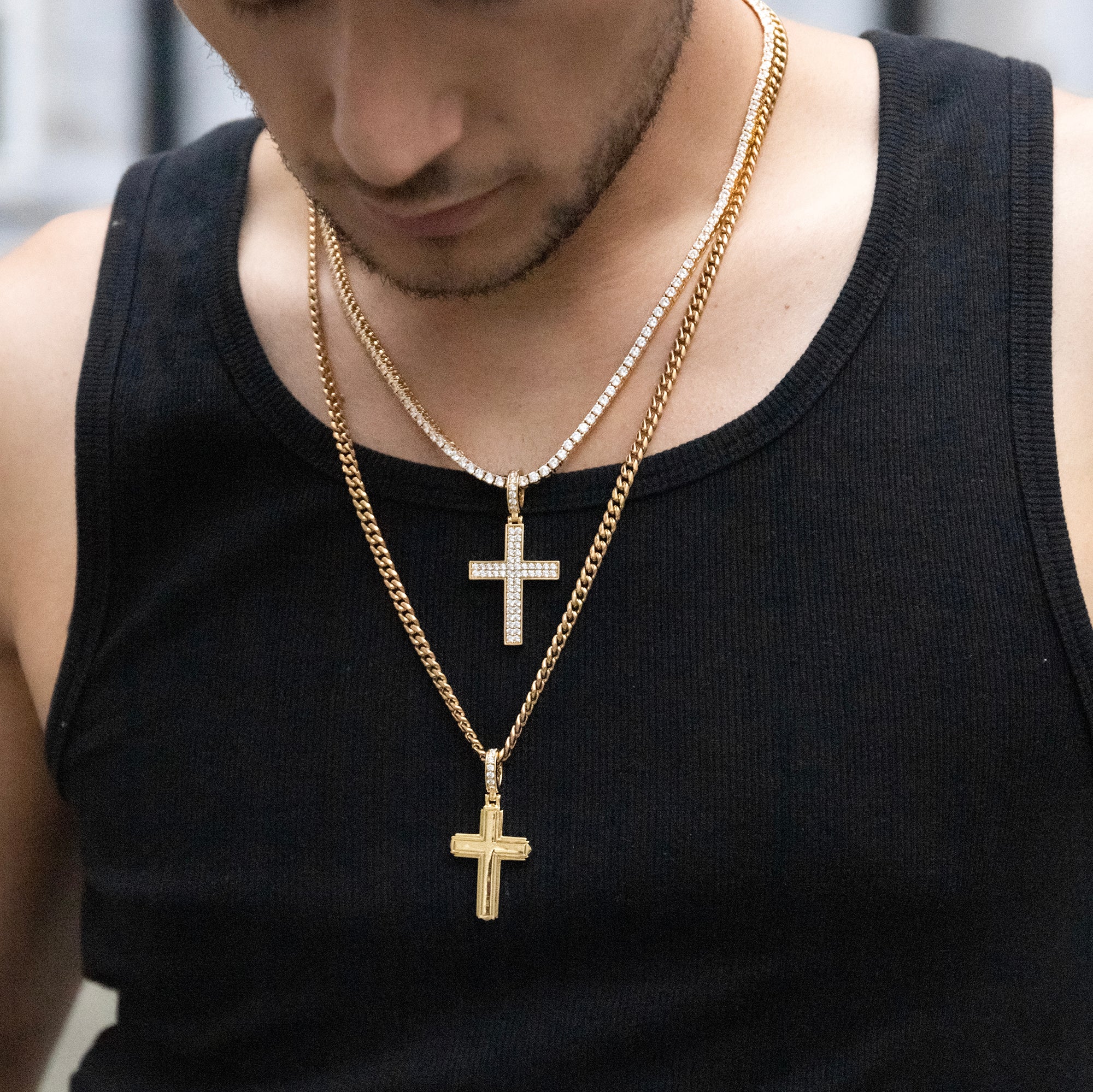 Flip Cross Anhänger Doppelseitiges Kreuz Gold