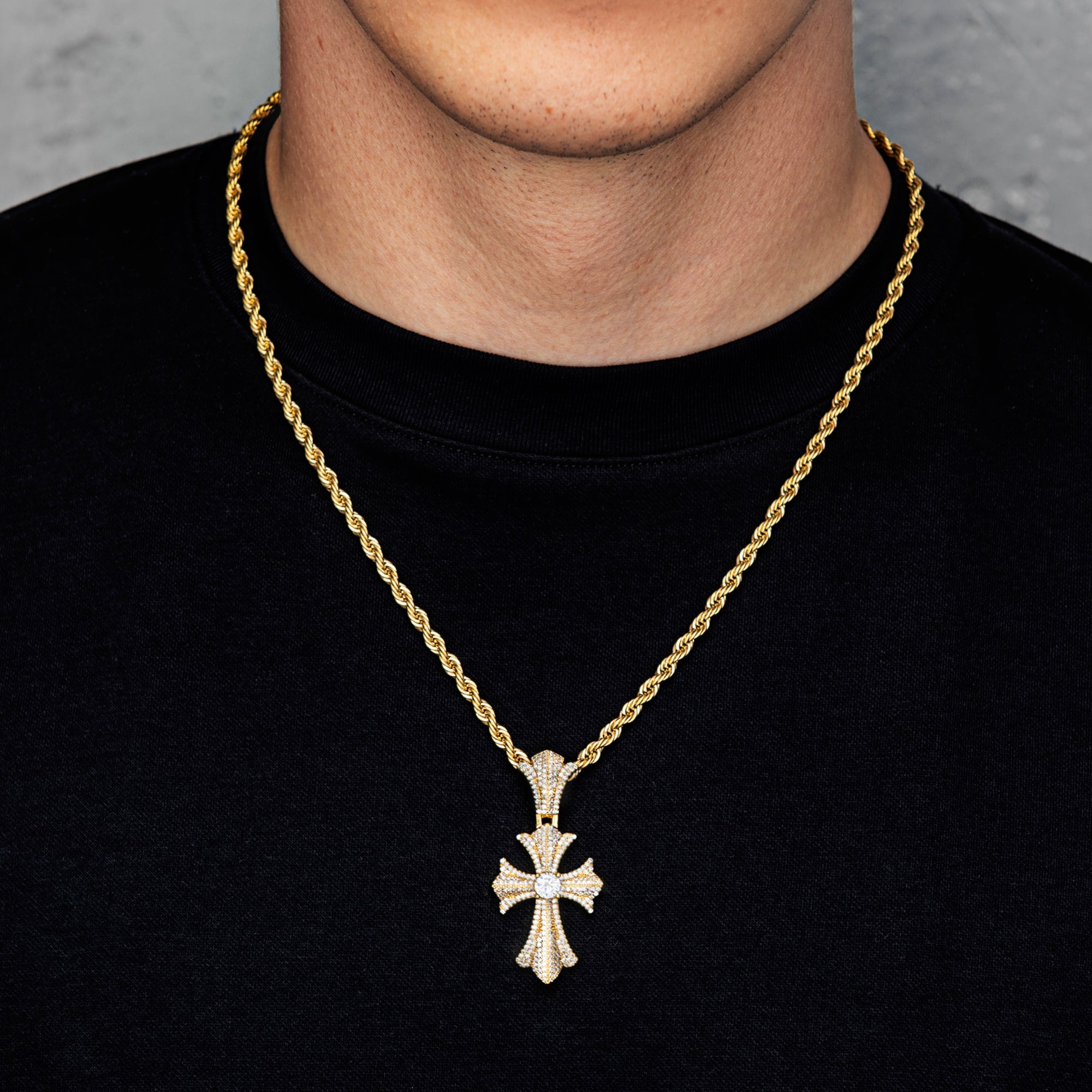 Diamant Reborn Kreuz Anhänger Gold