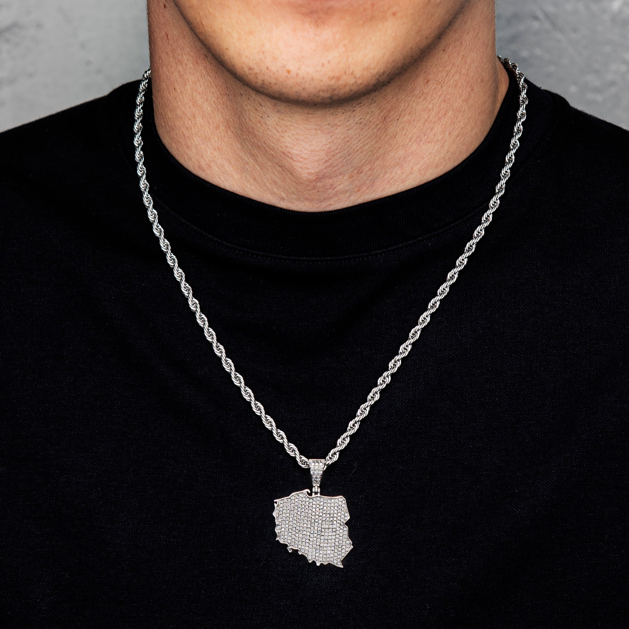 Anhänger Landkarte von Polen Weißgold