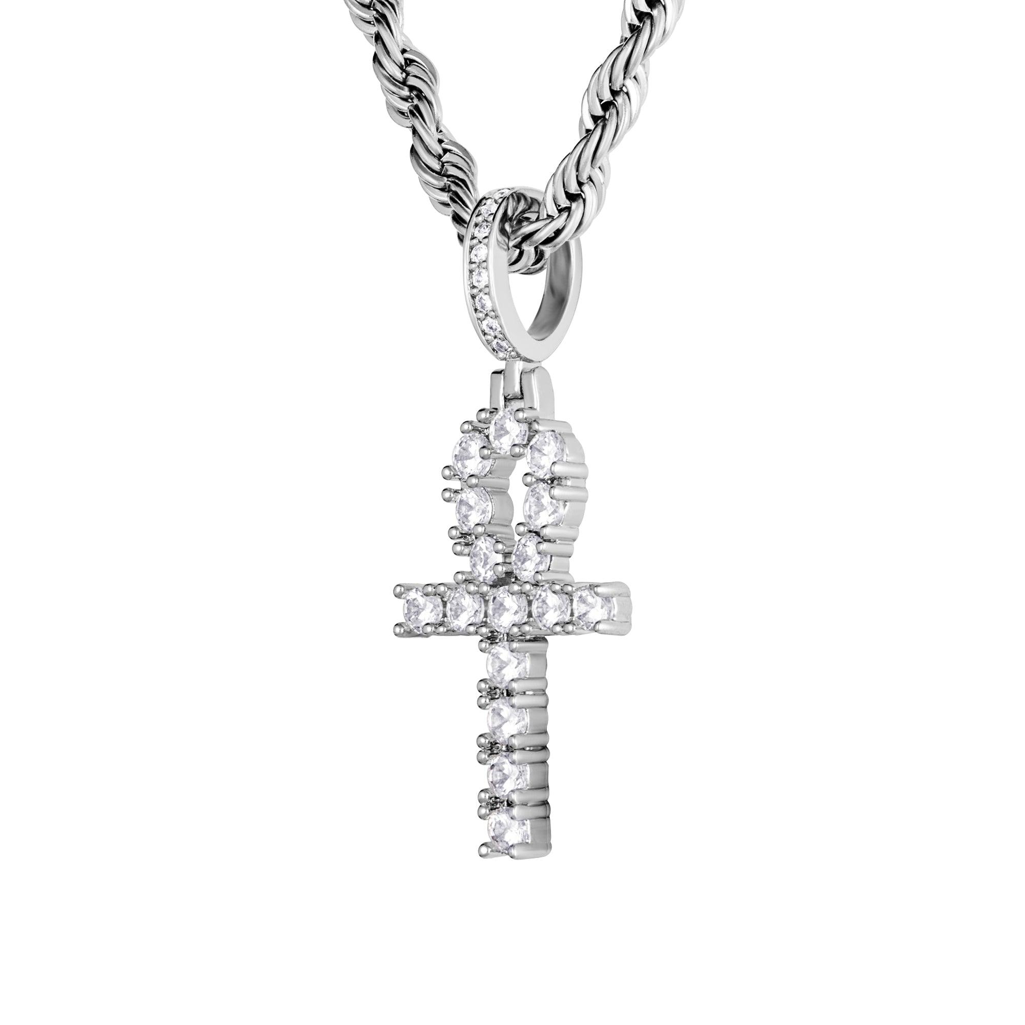 MICRO ANKH CROSS BIAŁE ZŁOTO - IcedStuff