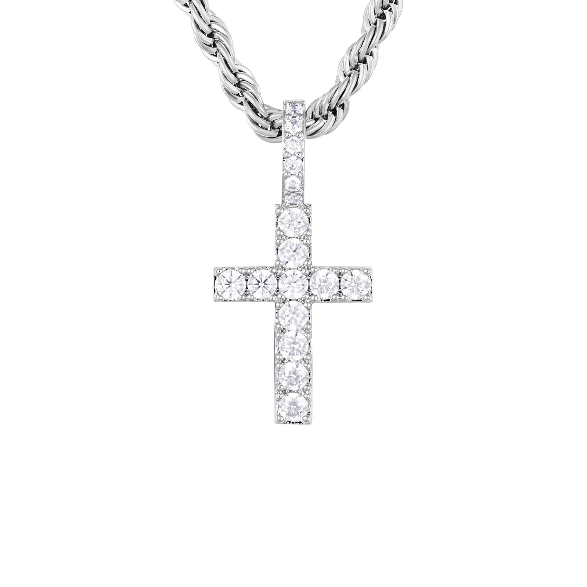 MICRO DIAMOND CROSS BIAŁE ZŁOTO - IcedStuff