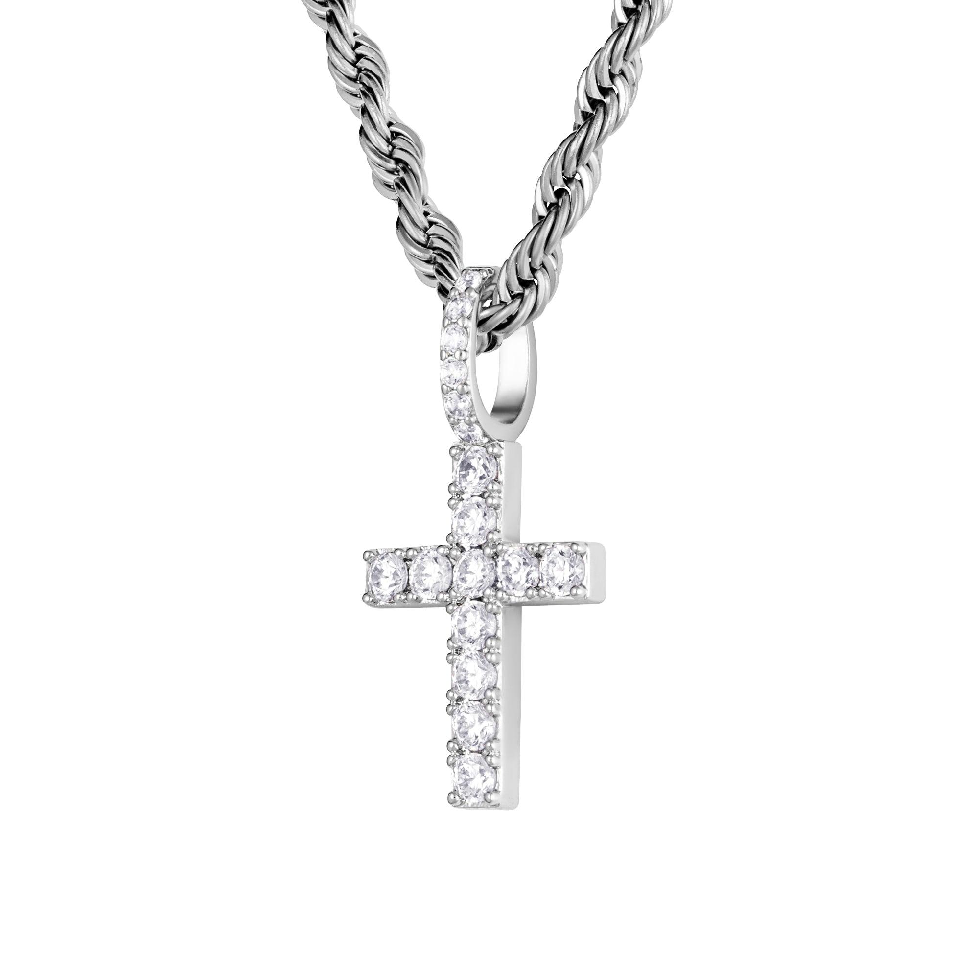 MICRO DIAMOND CROSS BIAŁE ZŁOTO - IcedStuff