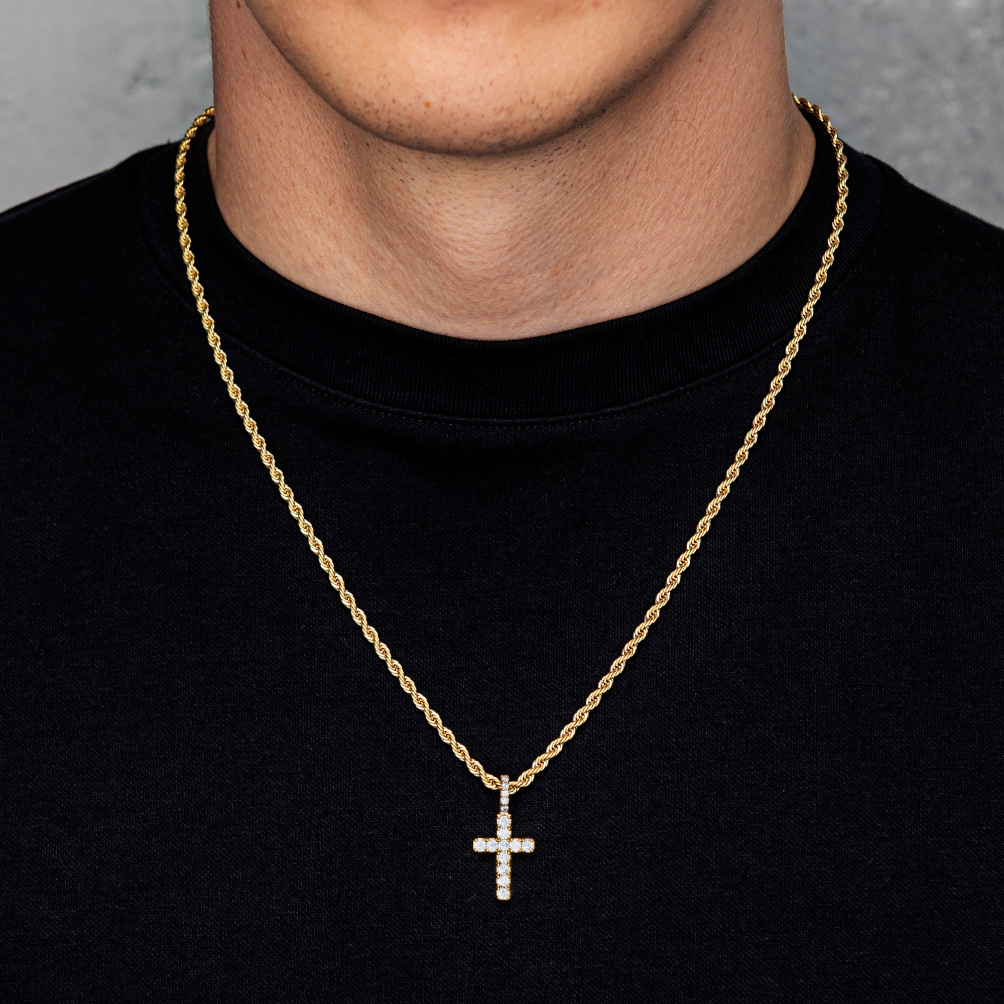 Mikrodiamant-Kreuz-Anhänger Gold