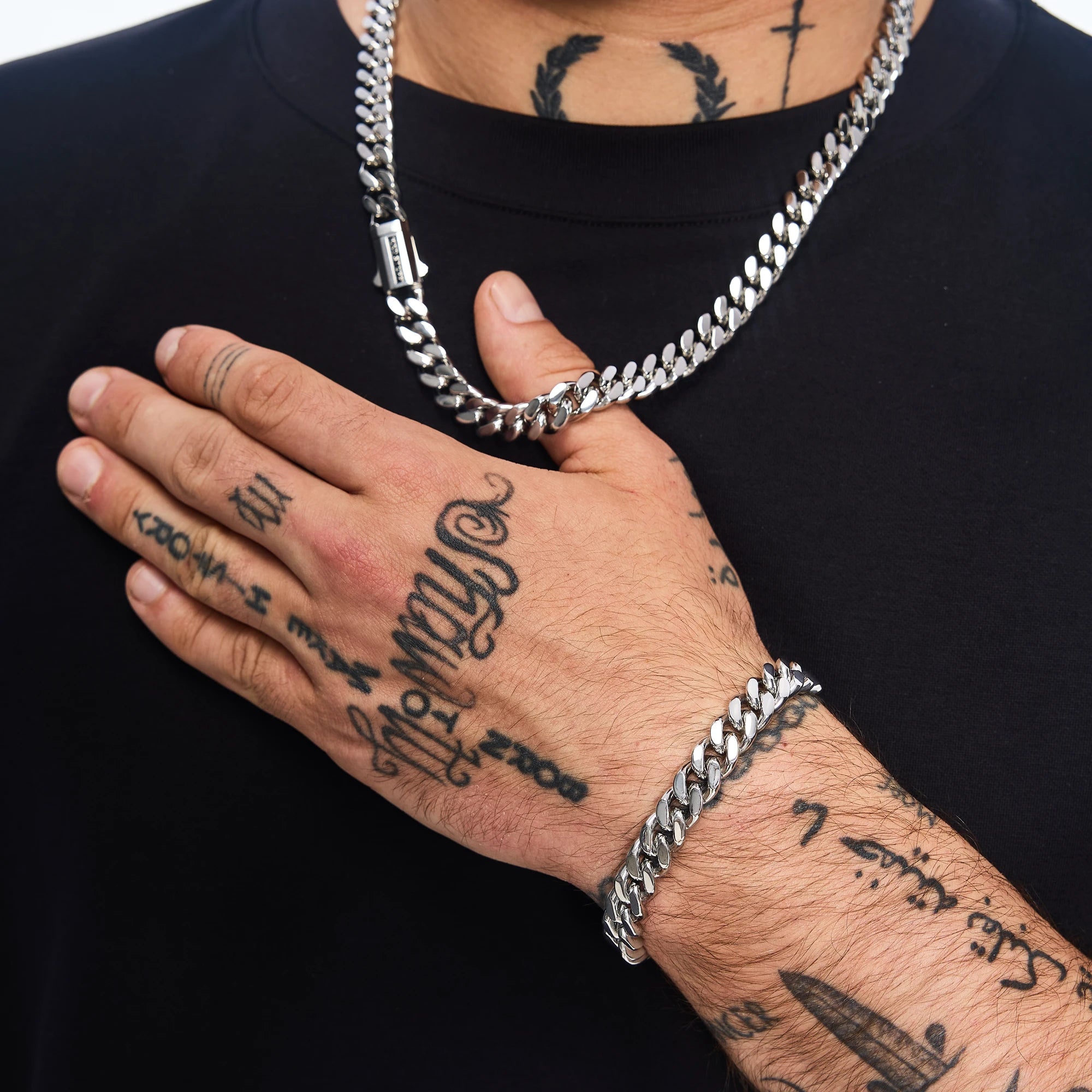 Bransoletka Premium Curb Cuban Link 10mm Białe Złoto