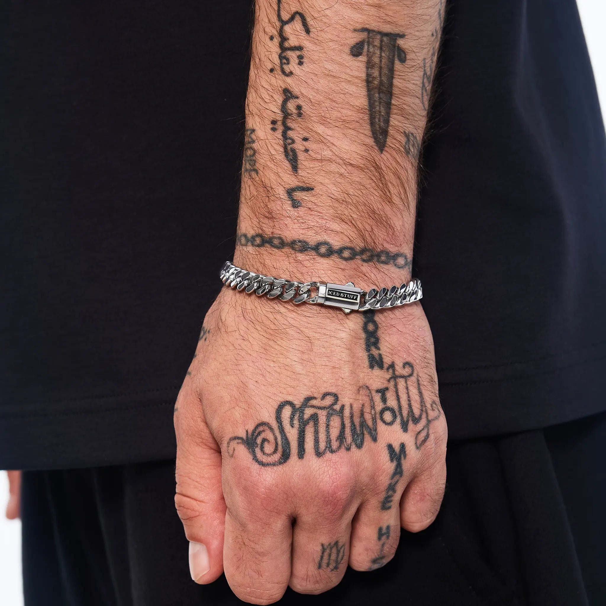 Bransoletka Premium Curb Cuban Link 8mm Białe Złoto